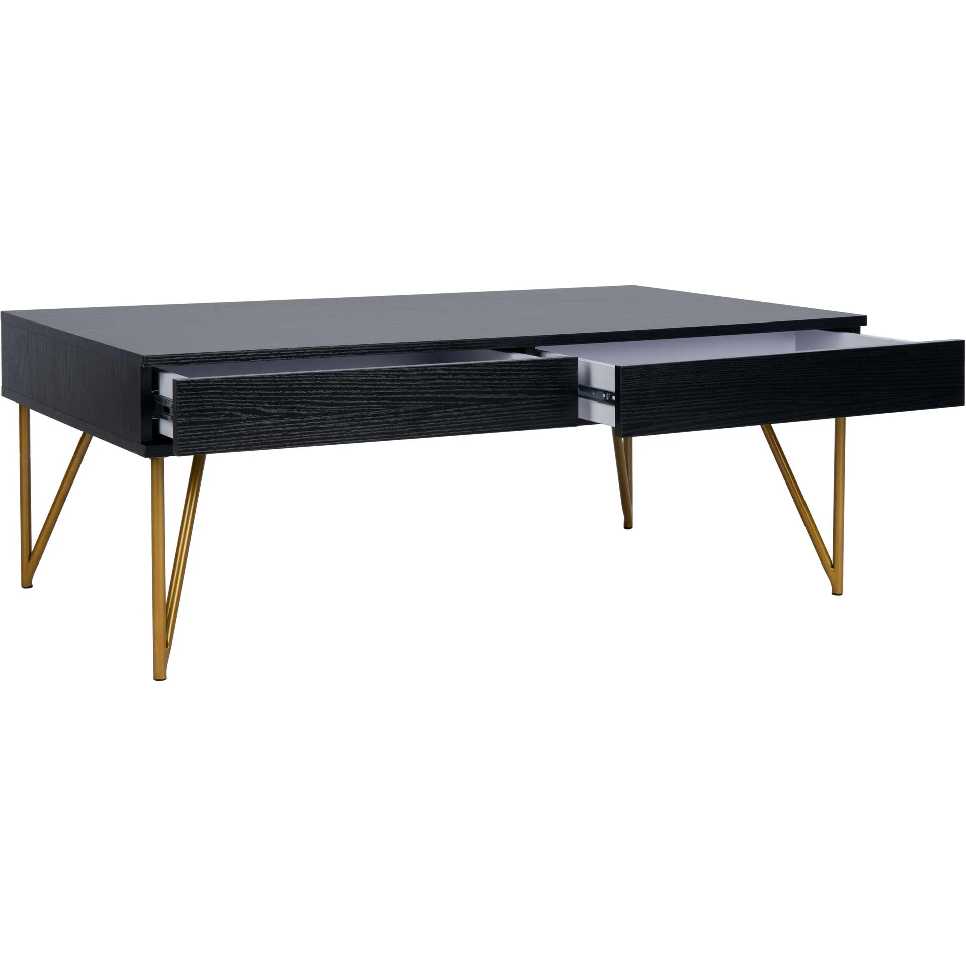 Pierce Two Drawer Coffee Table Black/Gold - Image 2
