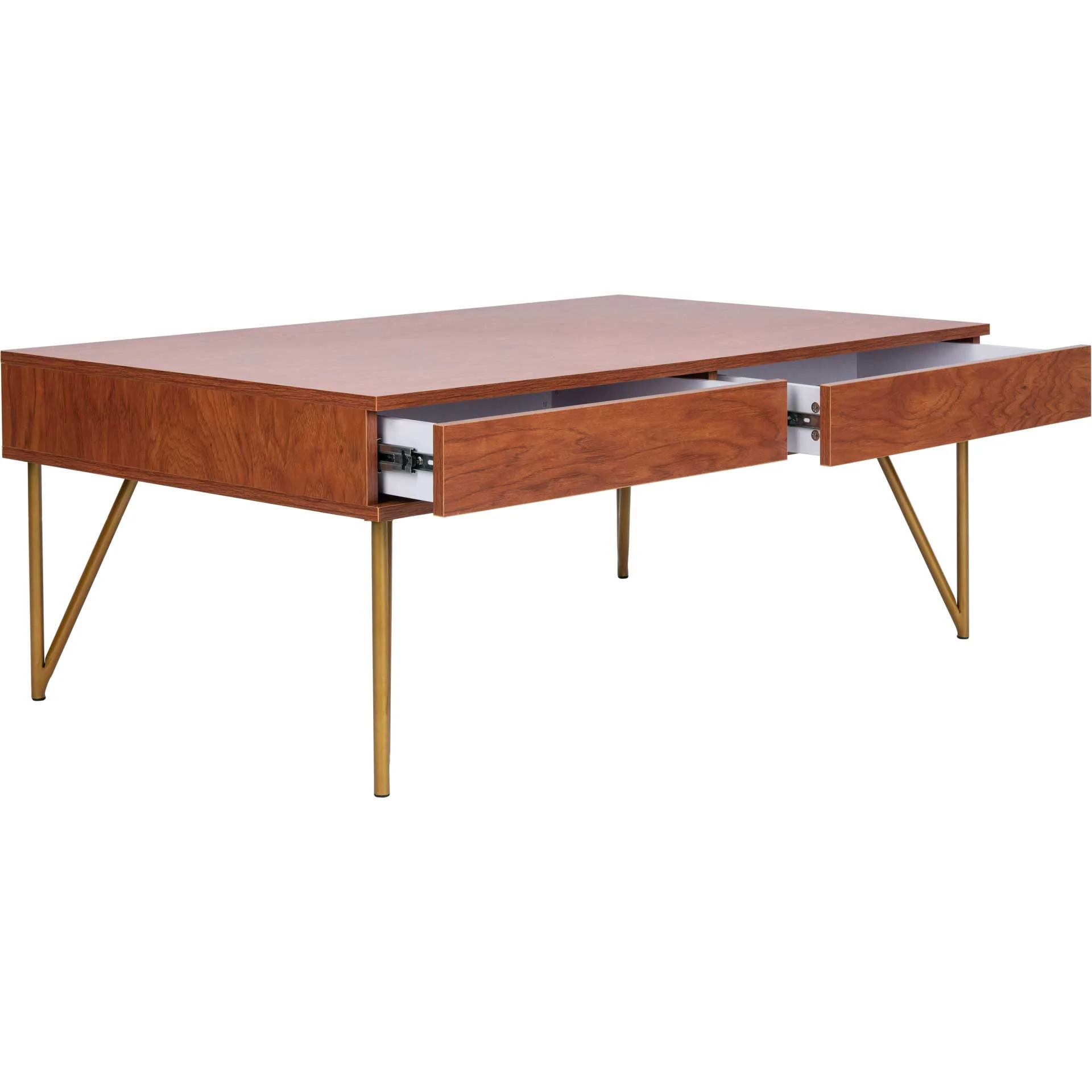 Pierce Two Drawer Coffee Table Natural/Gold - Image 2