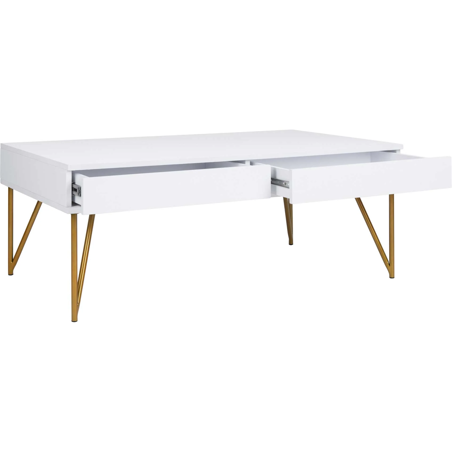 Pierce Two Drawer Coffee Table White/Gold - Image 2