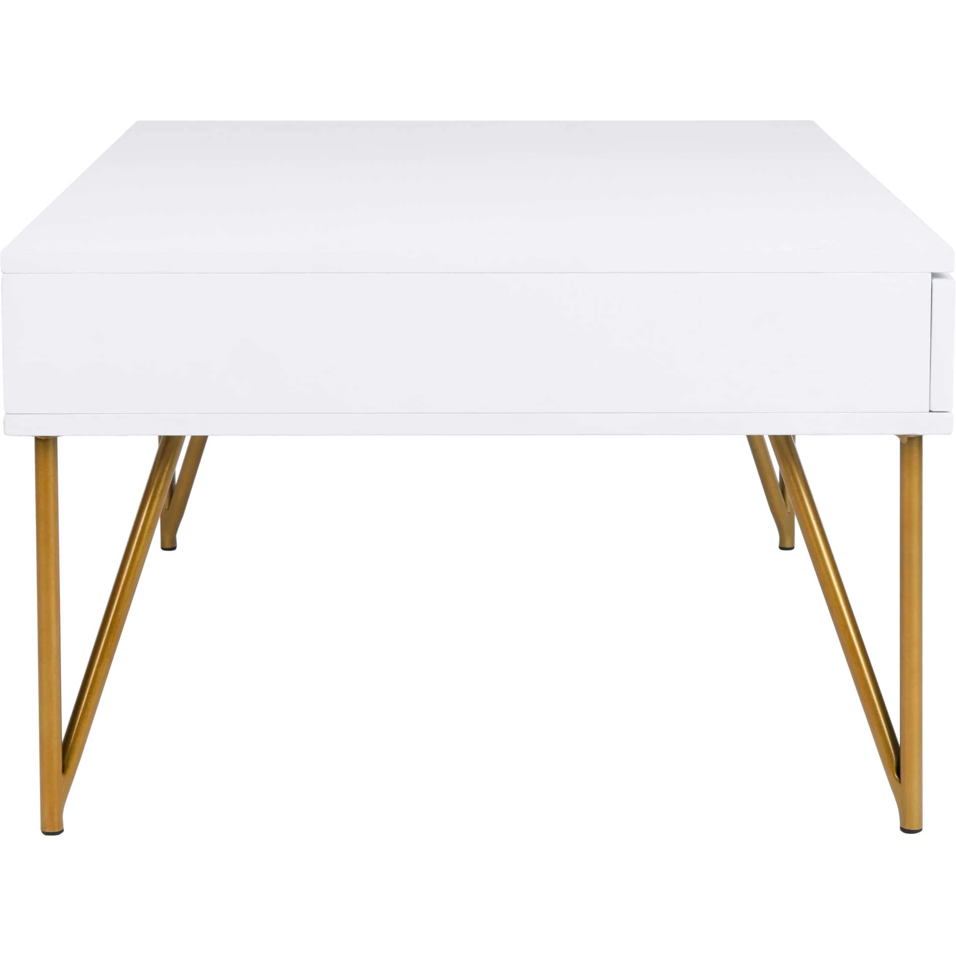 Pierce Two Drawer Coffee Table White/Gold - Image 3