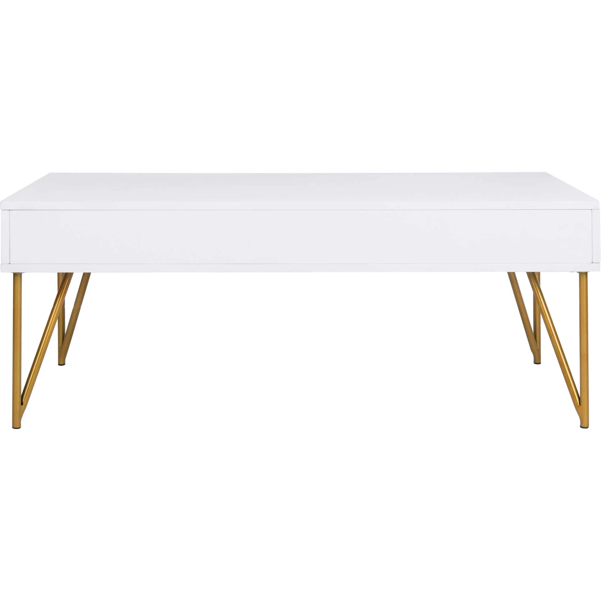 Pierce Two Drawer Coffee Table White/Gold - Image 4