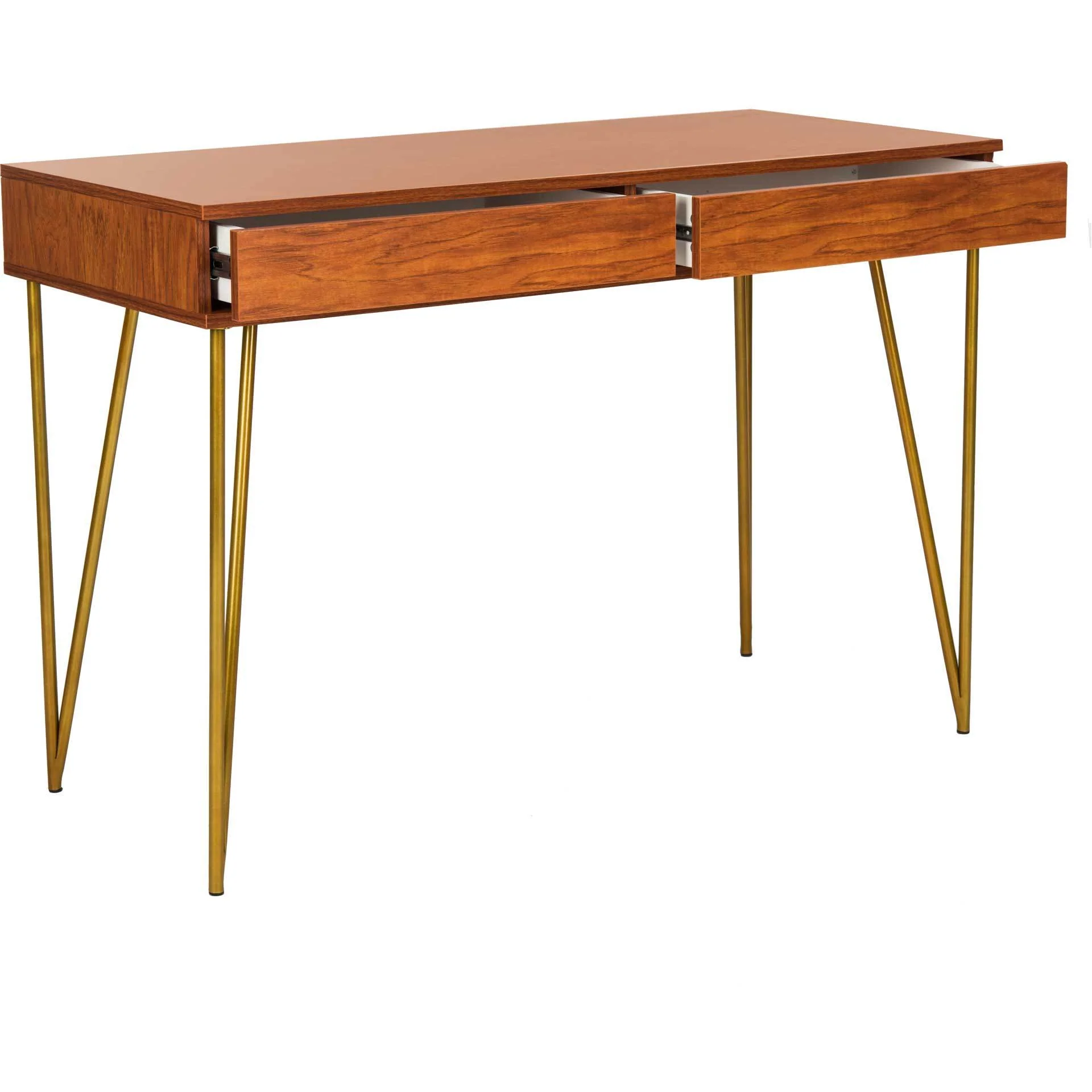 Pierce Two Drawer Desk Natural/Gold - Image 2
