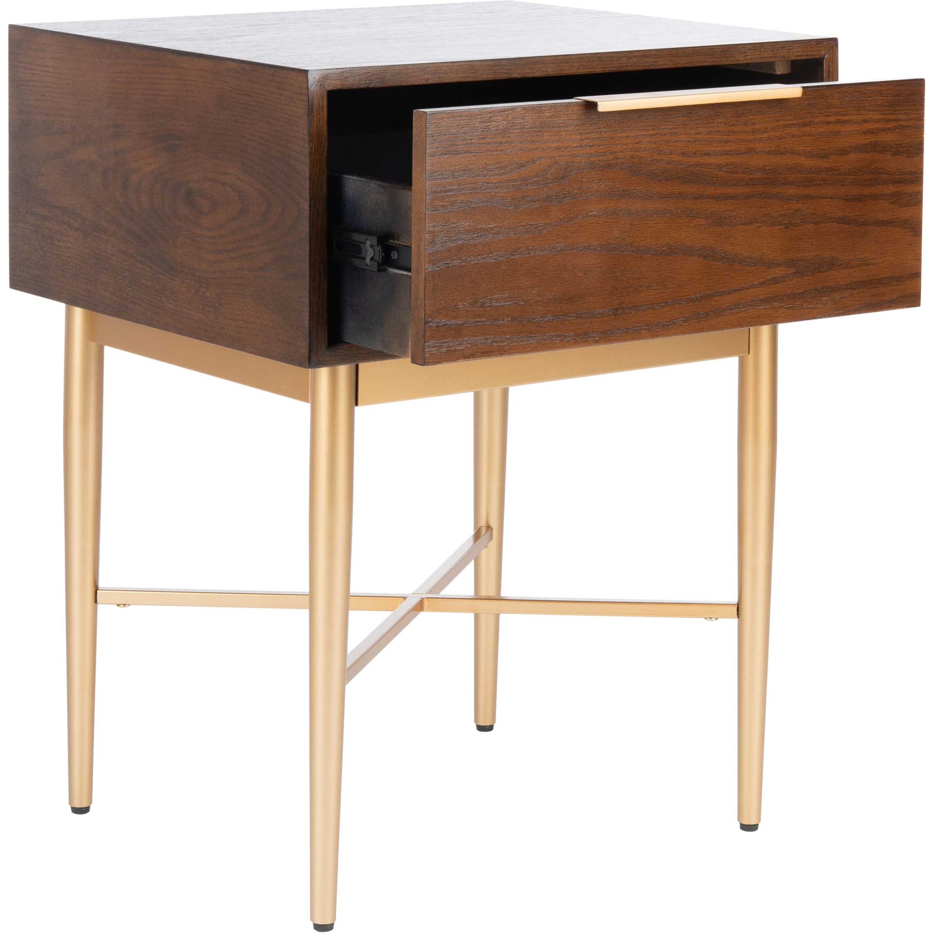 Pin One Drawer Nightstand Walnut/Gold - Image 2