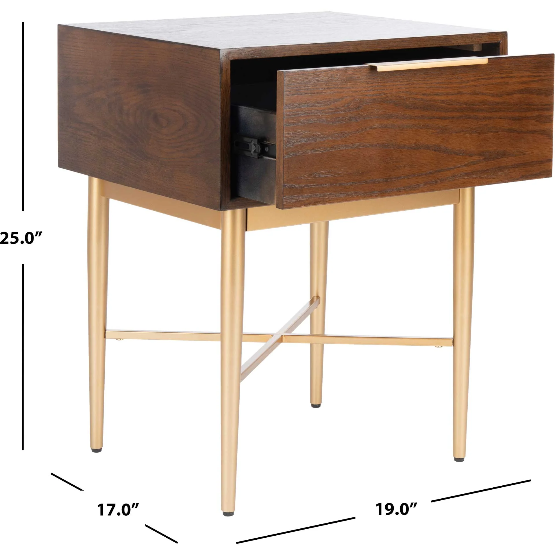 Pin One Drawer Nightstand Walnut/Gold - Image 8