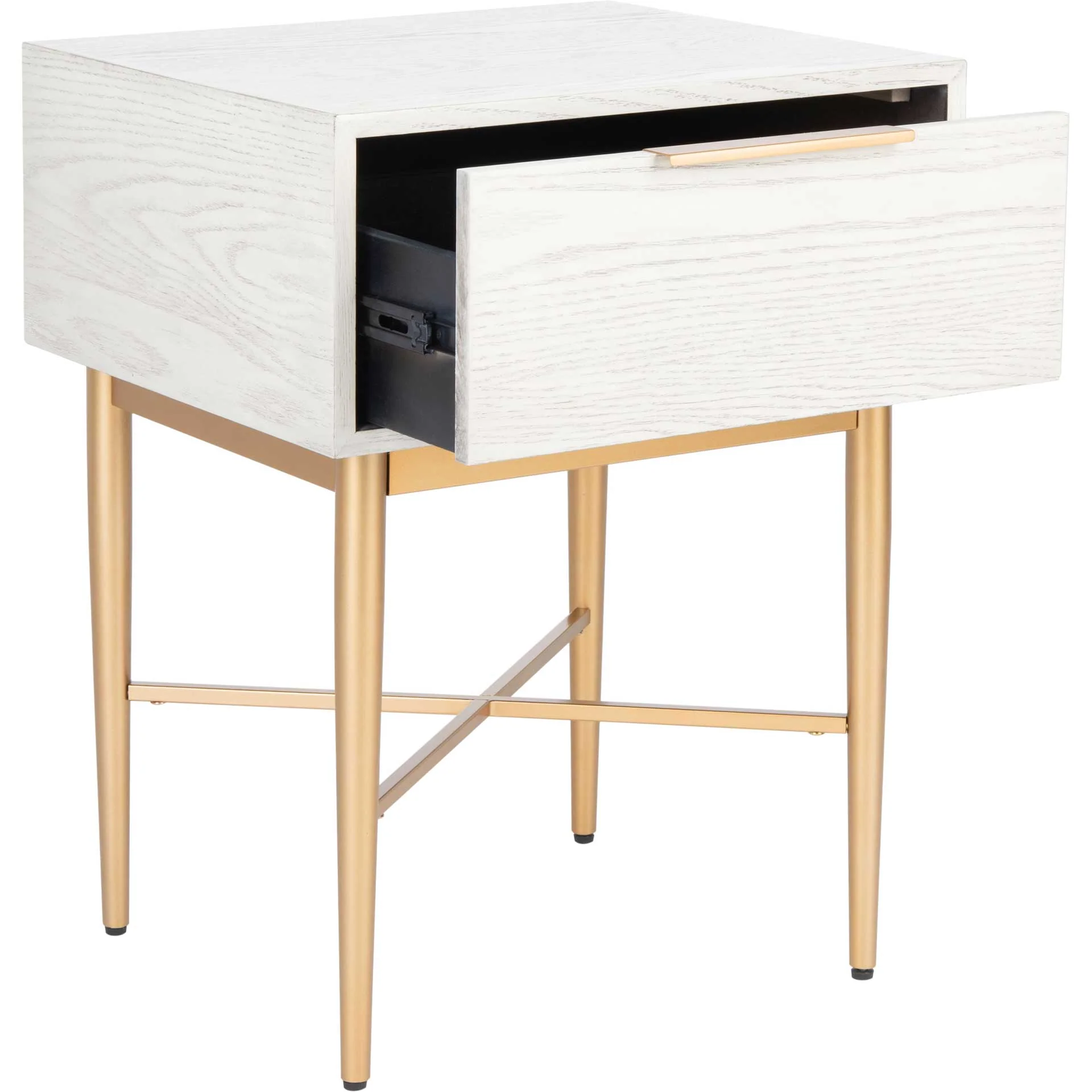 Pin One Drawer Nightstand White Washed/Gold - Image 2