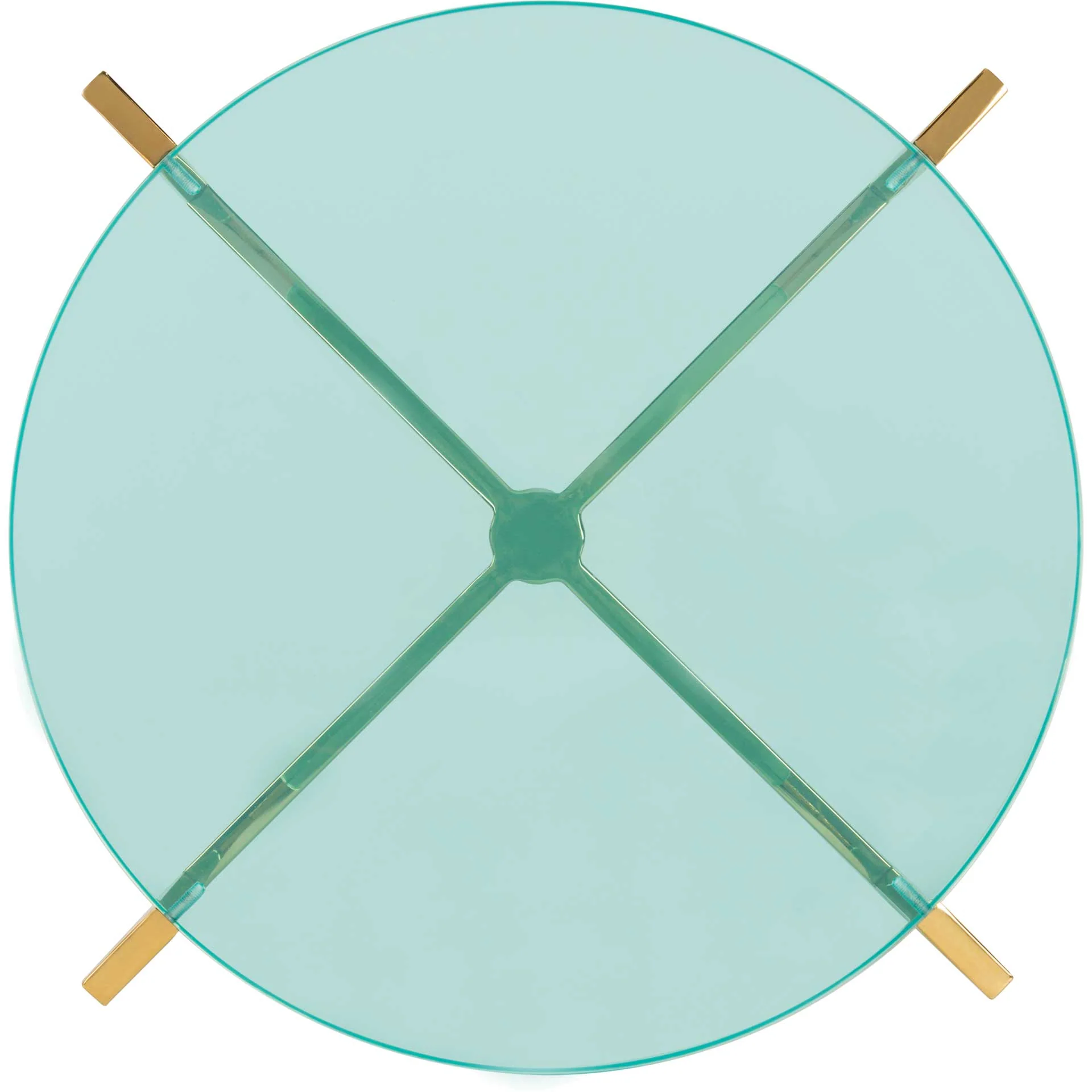 Placido Round Acrylic End Table Sapphire/Gold - Image 3