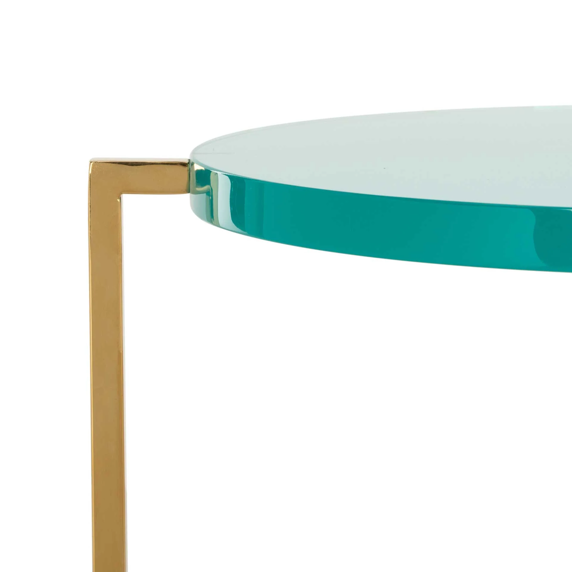 Placido Round Acrylic End Table Sapphire/Gold - Image 4
