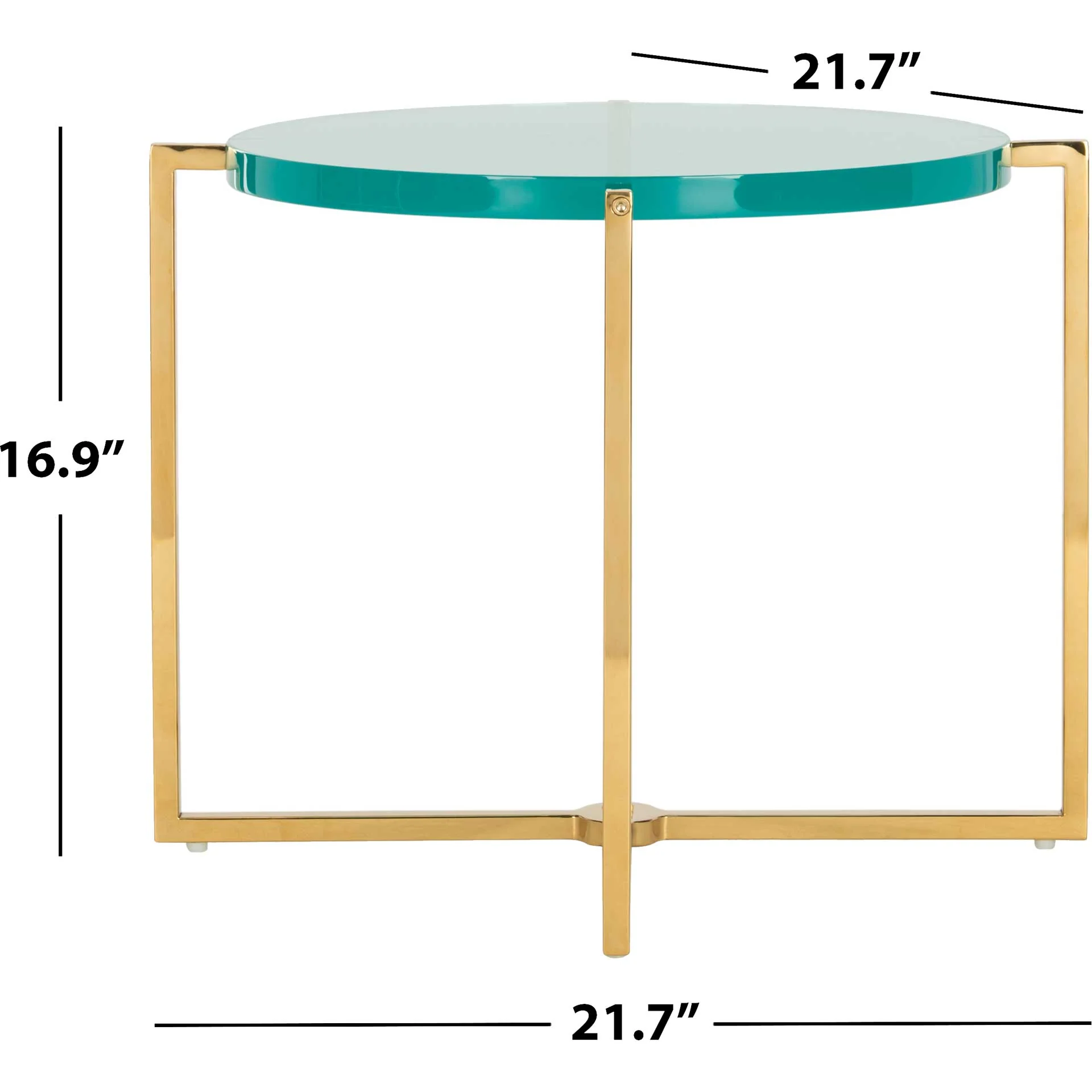 Placido Round Acrylic End Table Sapphire/Gold - Image 6