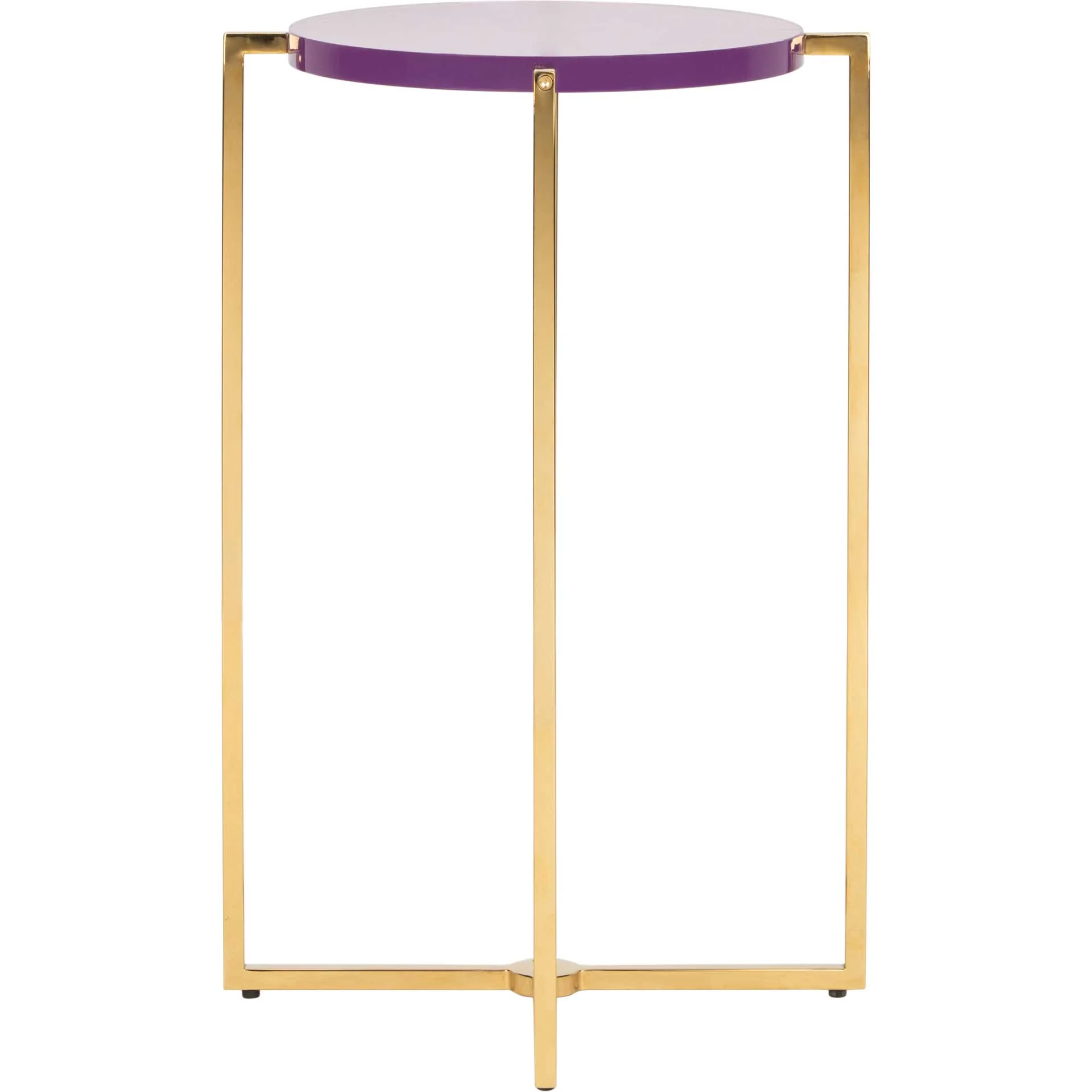 Placido Tall Round Acrylic End Table Amethyst/Gold - Image 2