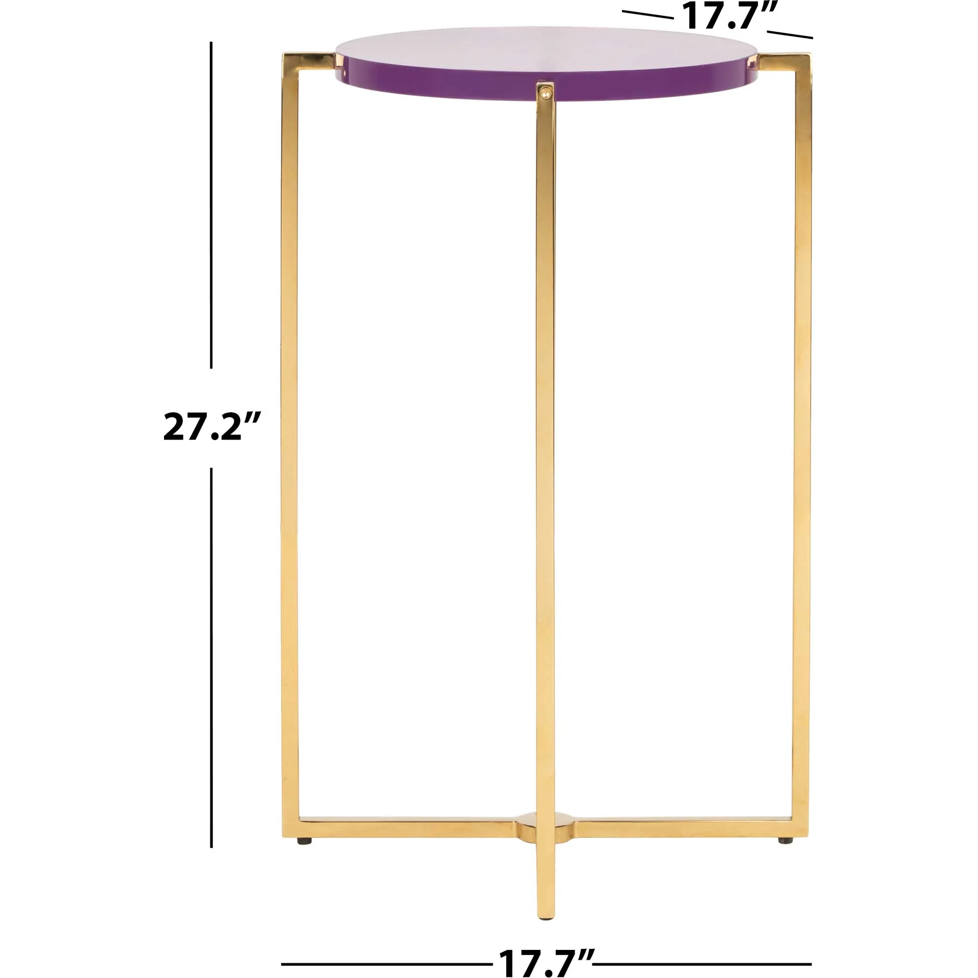 Placido Tall Round Acrylic End Table Amethyst/Gold - Image 6