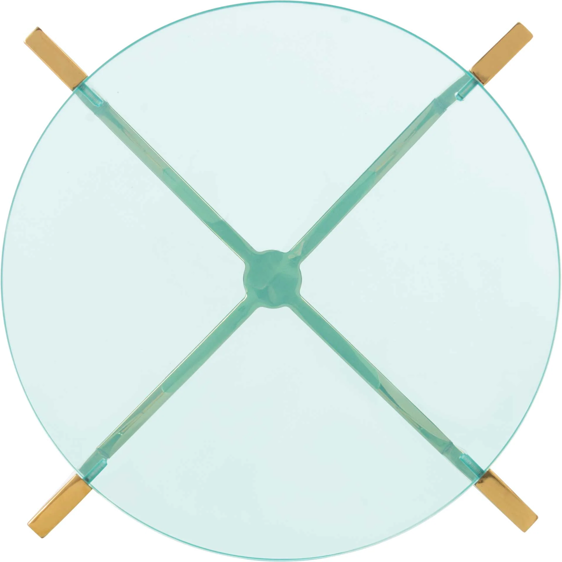 Placido Tall Round Acrylic End Table Sapphire/Gold - Image 3