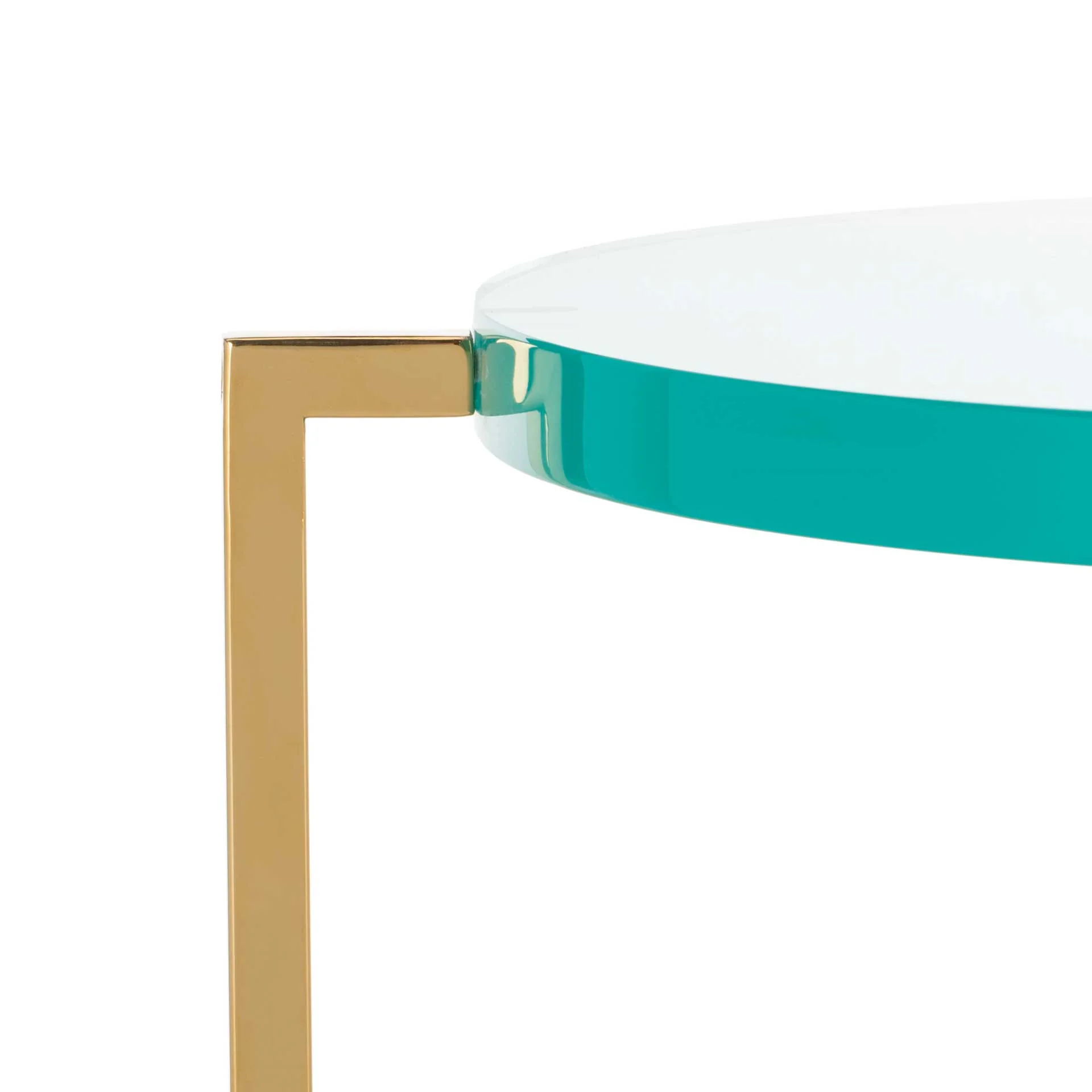 Placido Tall Round Acrylic End Table Sapphire/Gold - Image 4