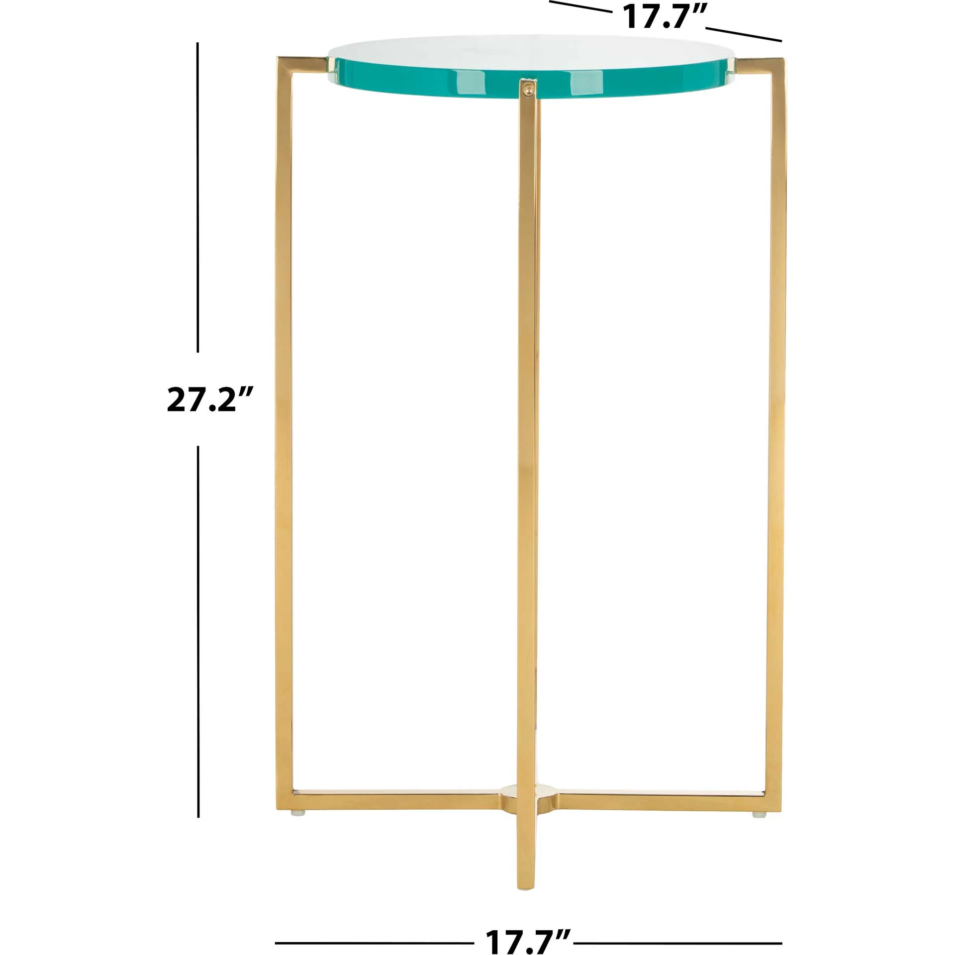 Placido Tall Round Acrylic End Table Sapphire/Gold - Image 6