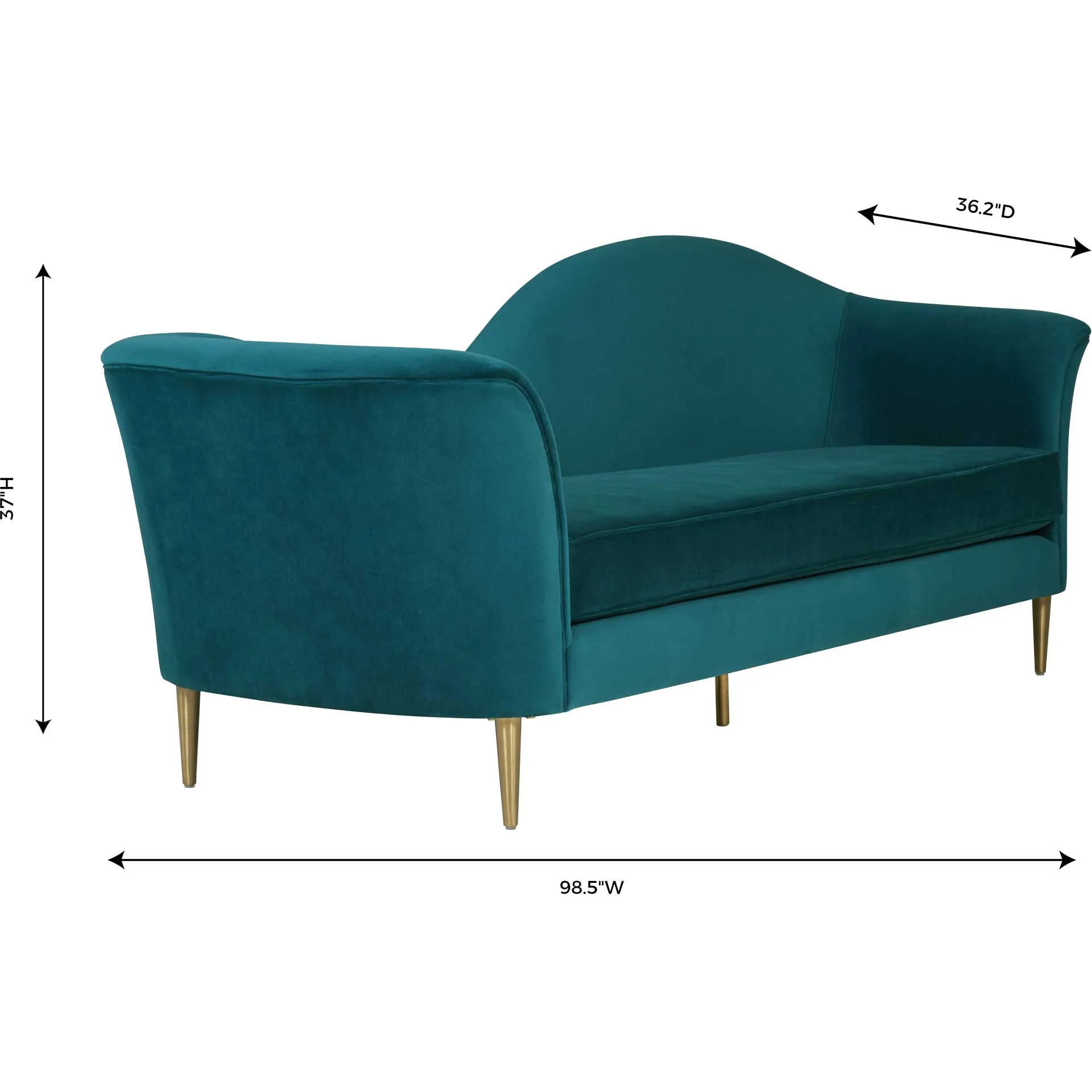 Placido Velvet Sofa Aqua - Image 6