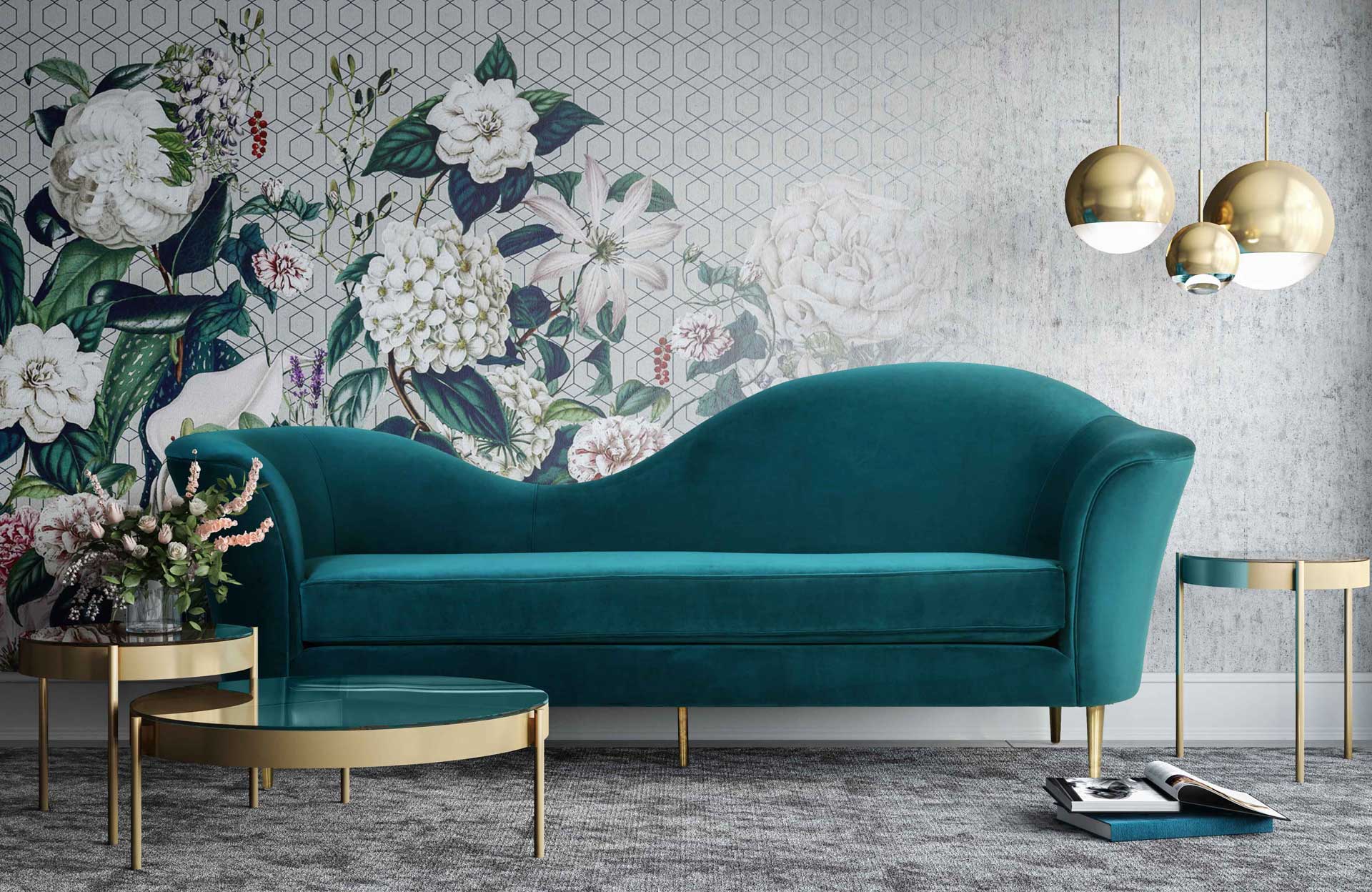Placido Velvet Sofa Aqua - Image 7