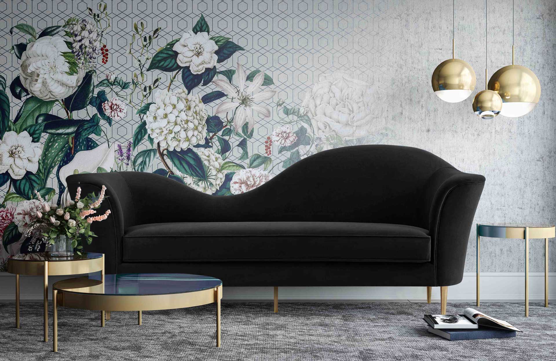 Placido Velvet Sofa Black - Image 7
