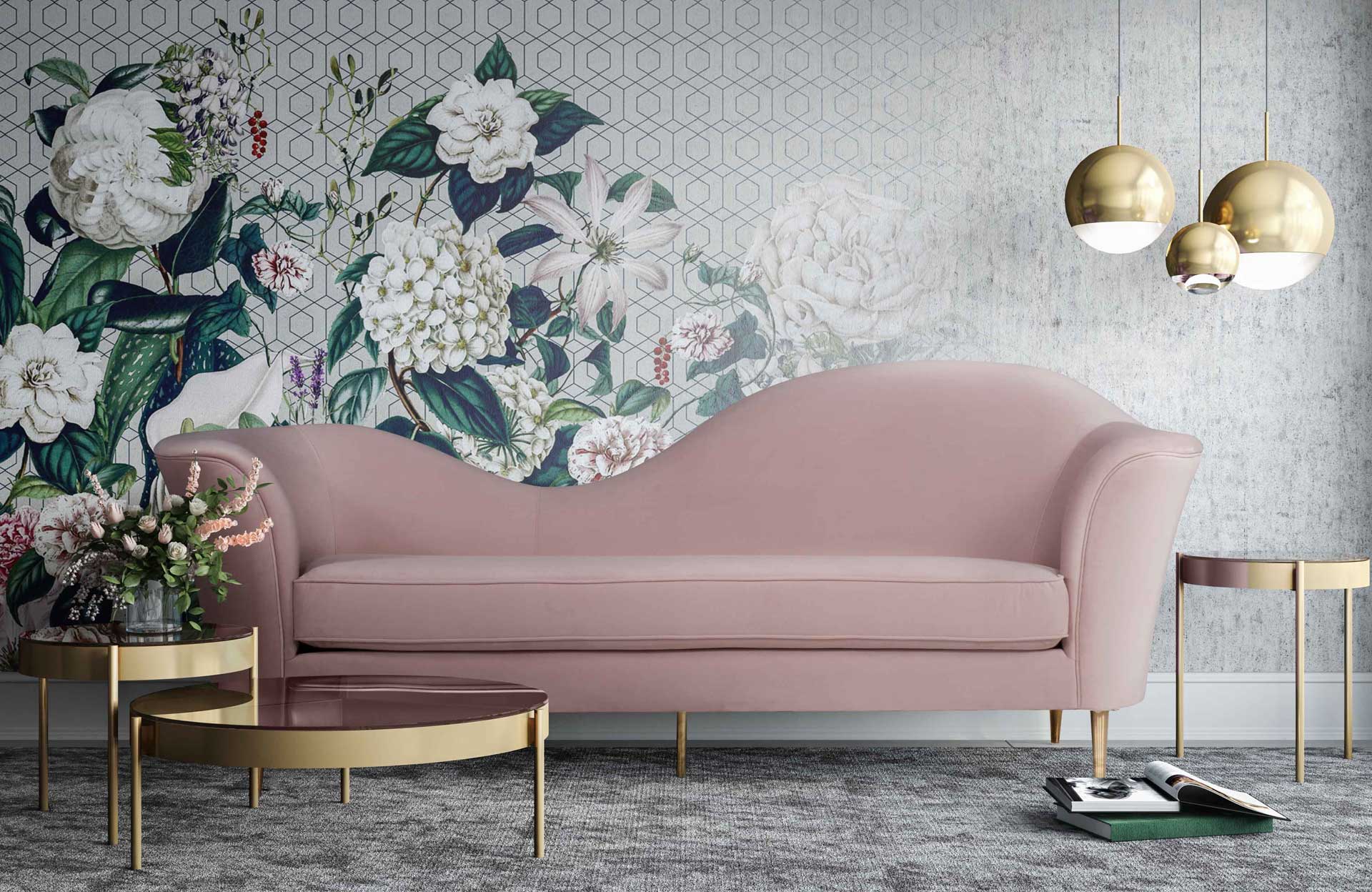 Placido Velvet Sofa Blush - Image 6