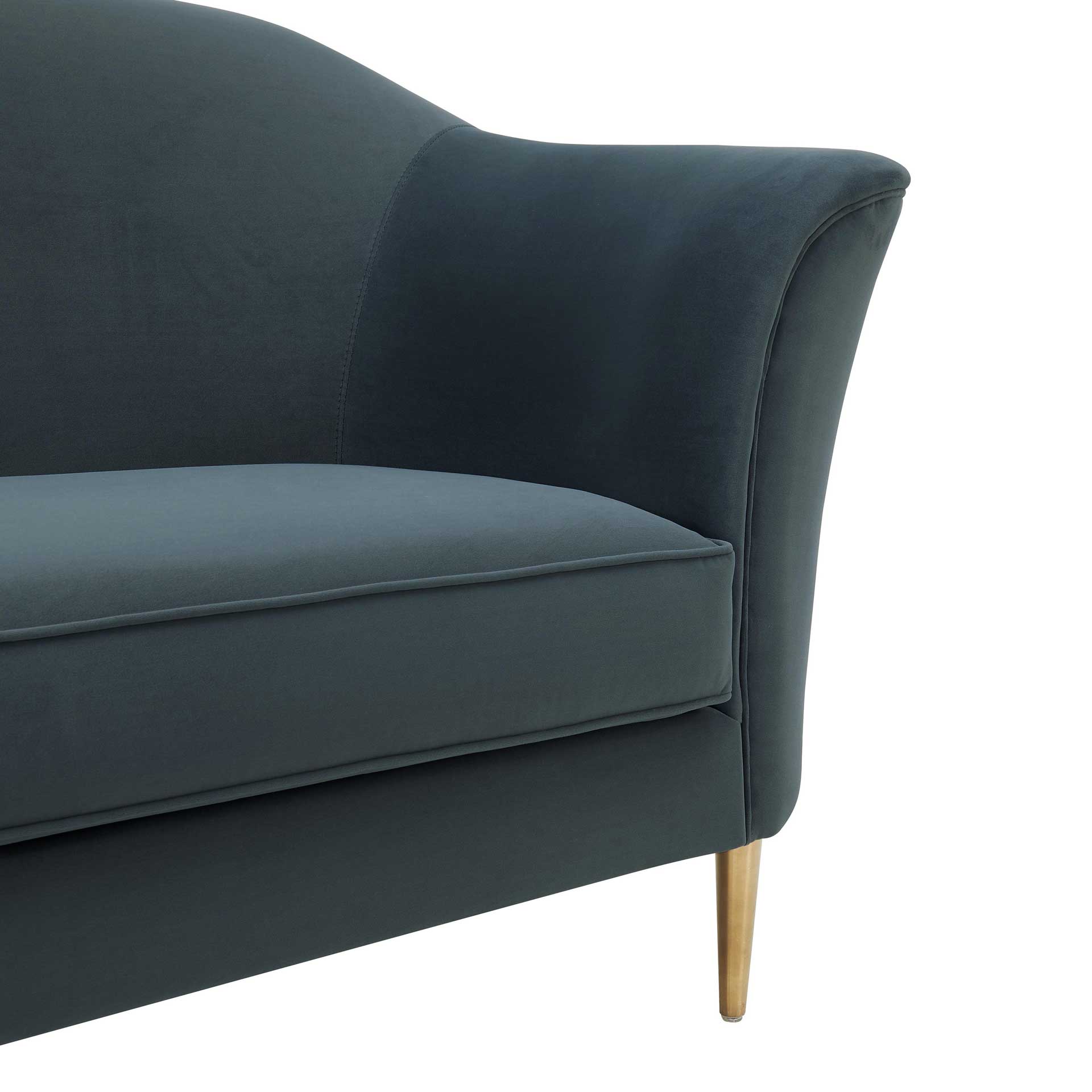 Placido Velvet Sofa Gray - Image 4