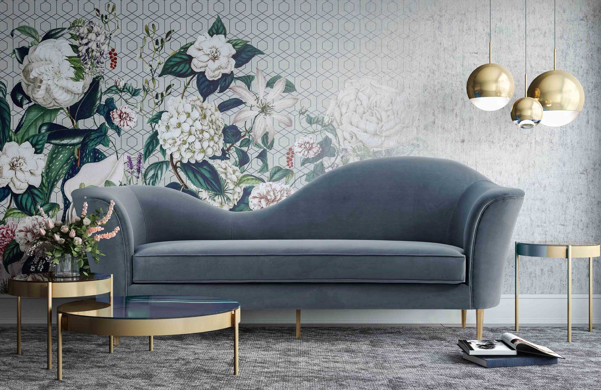 Placido Velvet Sofa Gray - Image 7