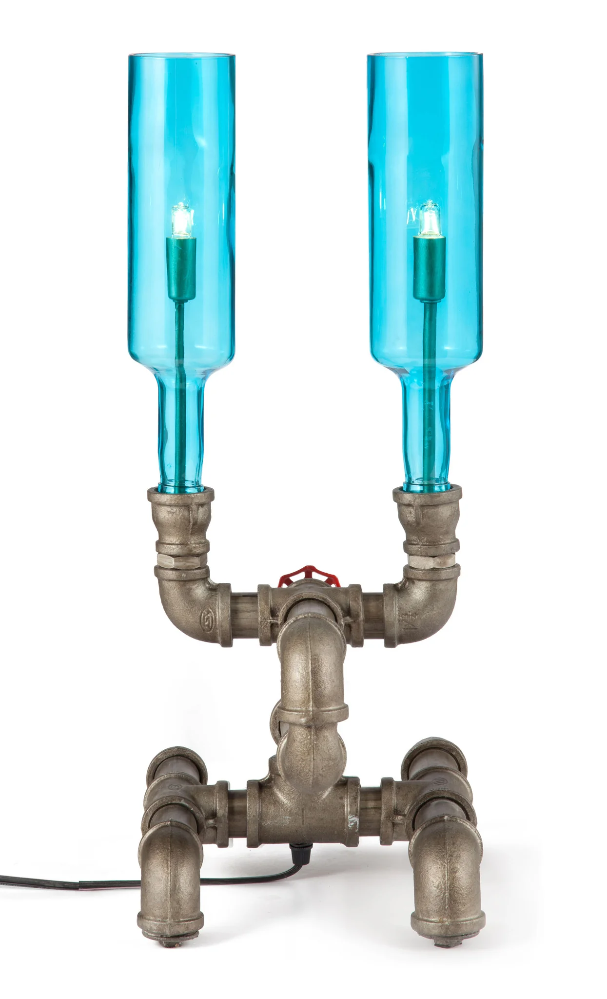 Planar Table Lamp Brass & Blue Glass - Image 4