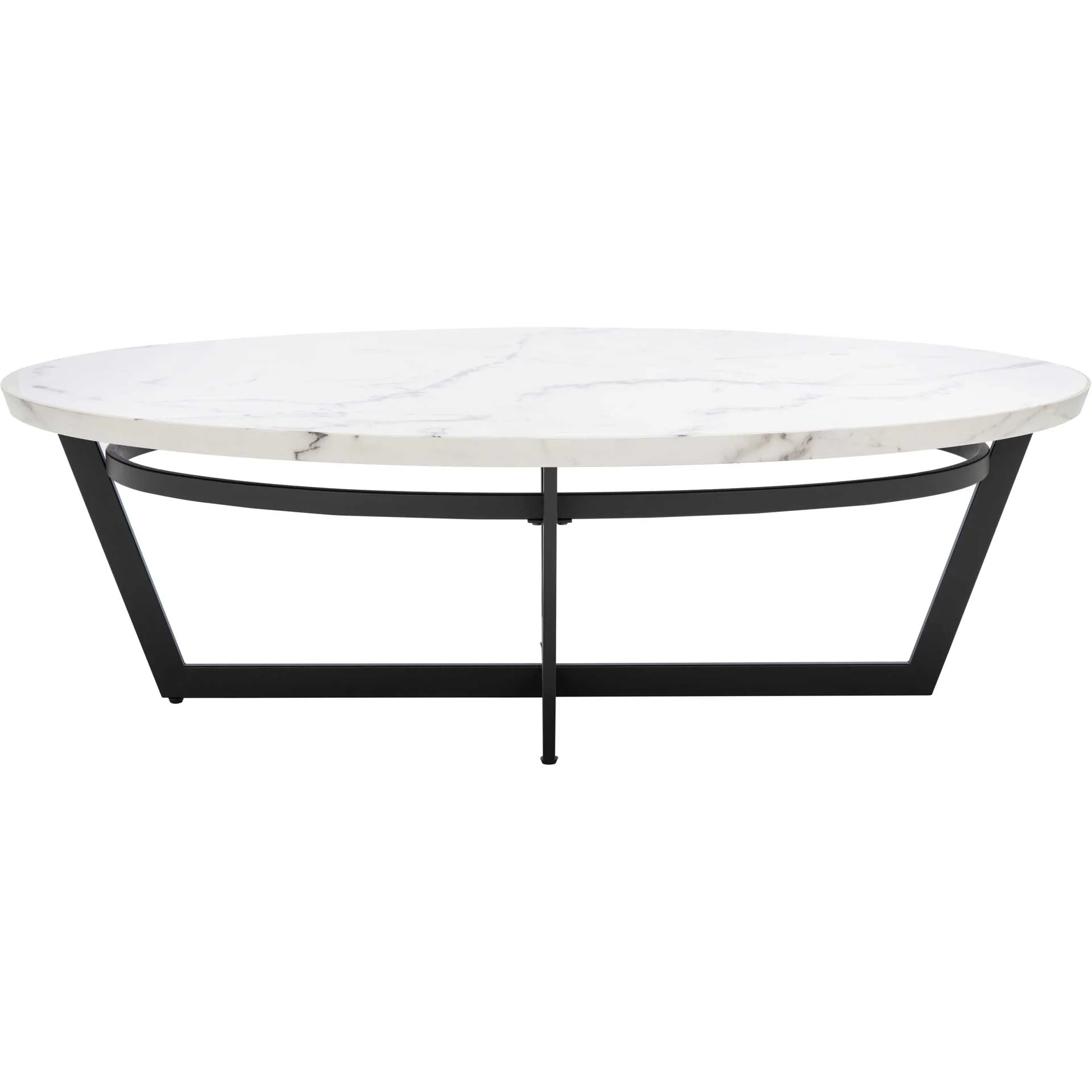 Pluto Oval Coffee Table White Marble/Black - Image 2