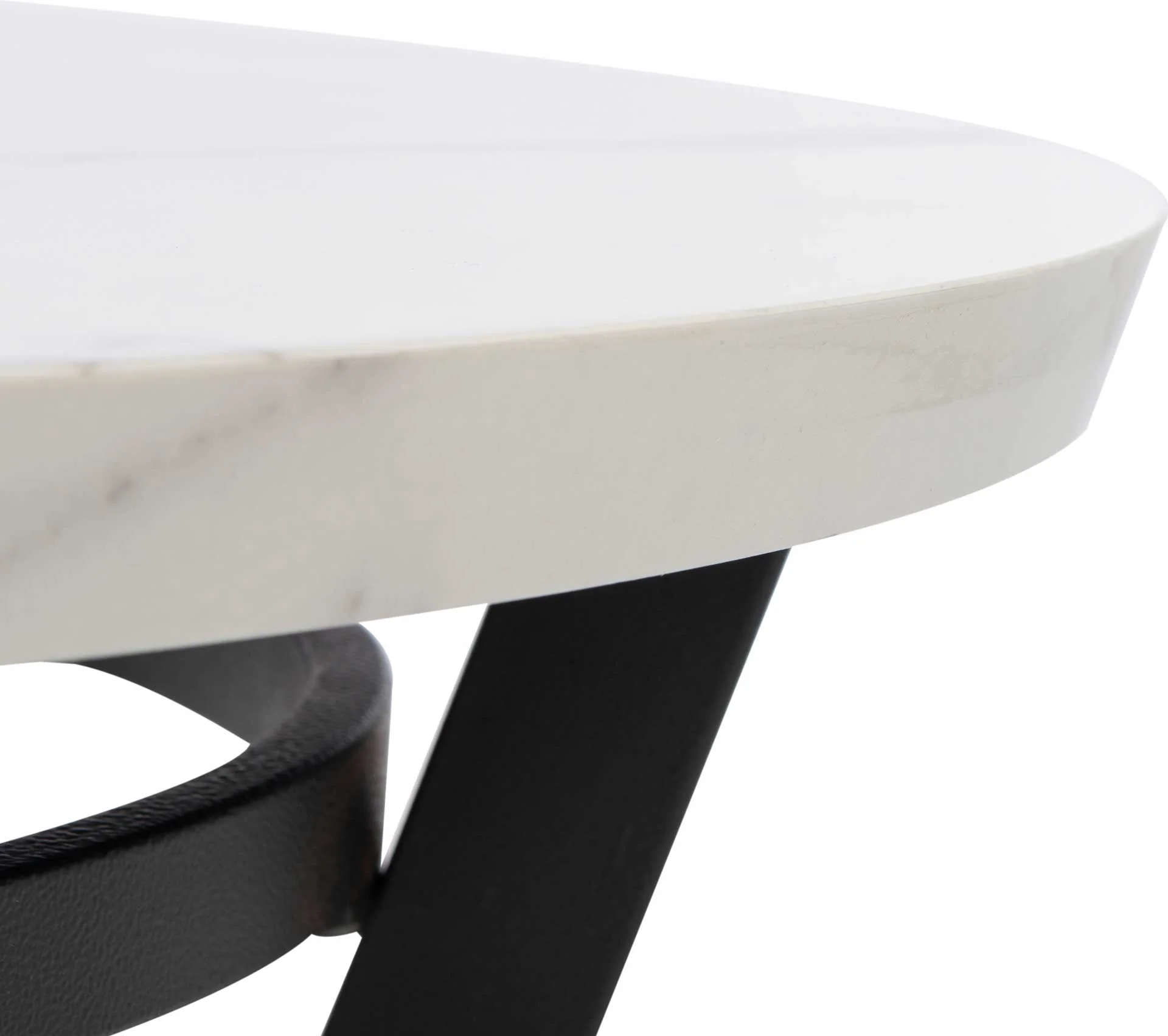 Pluto Oval Coffee Table White Marble/Black - Image 4