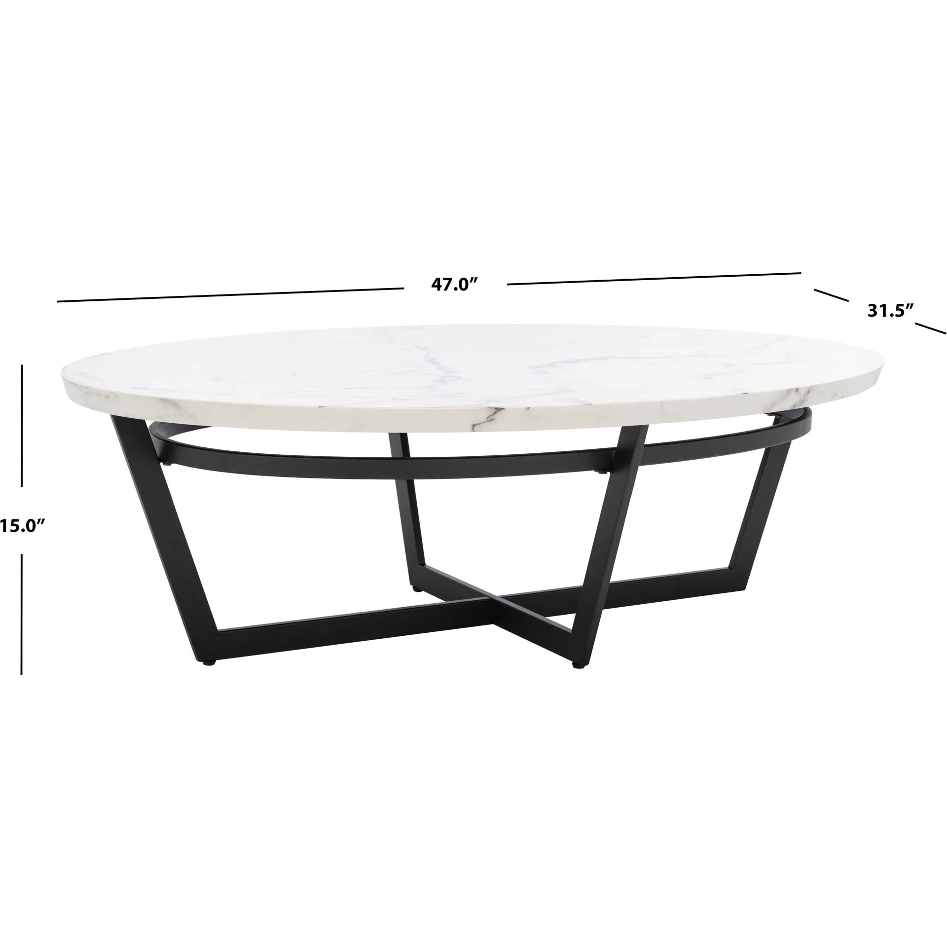 Pluto Oval Coffee Table White Marble/Black - Image 6