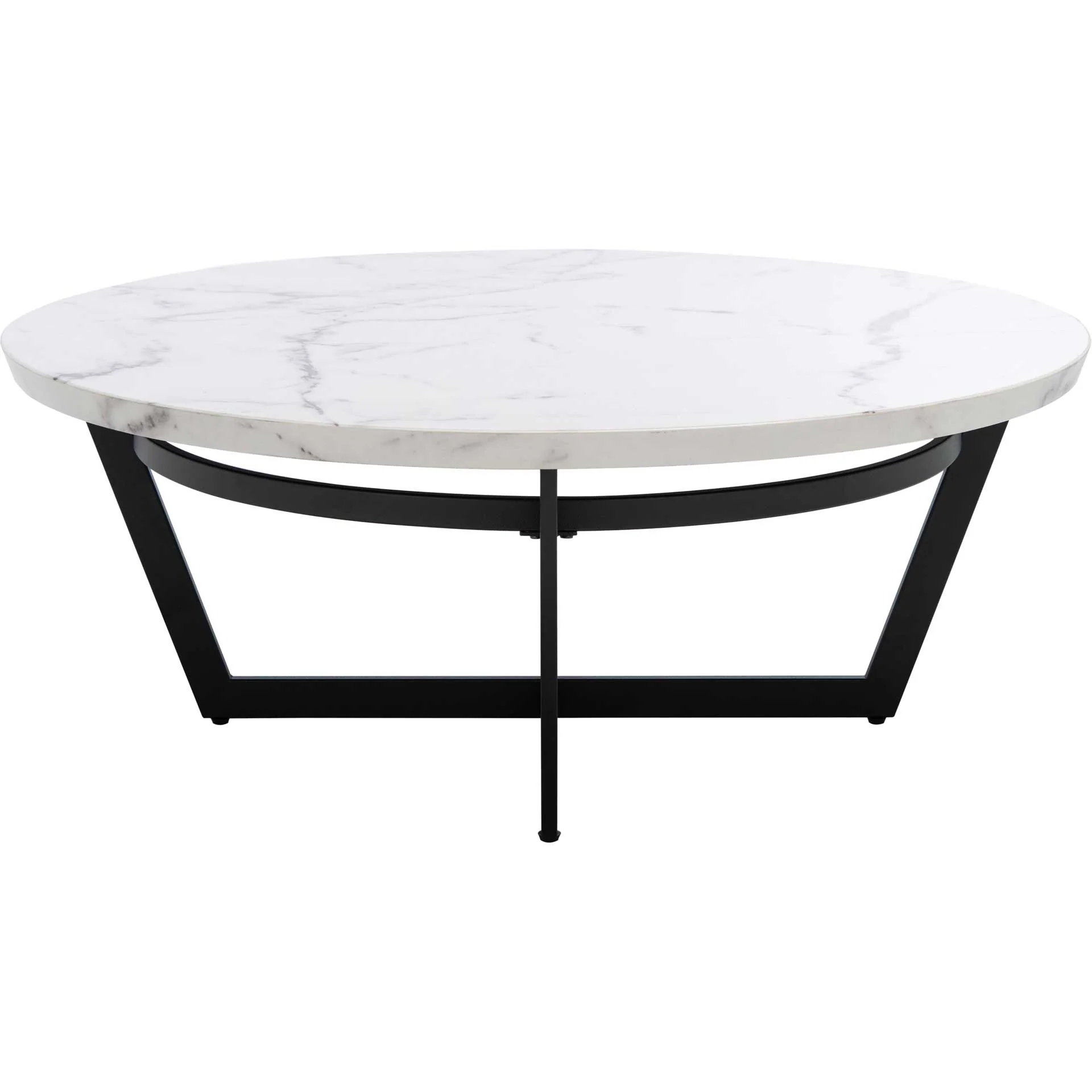 Pluto Round Coffee Table White Marble/Black - Image 2