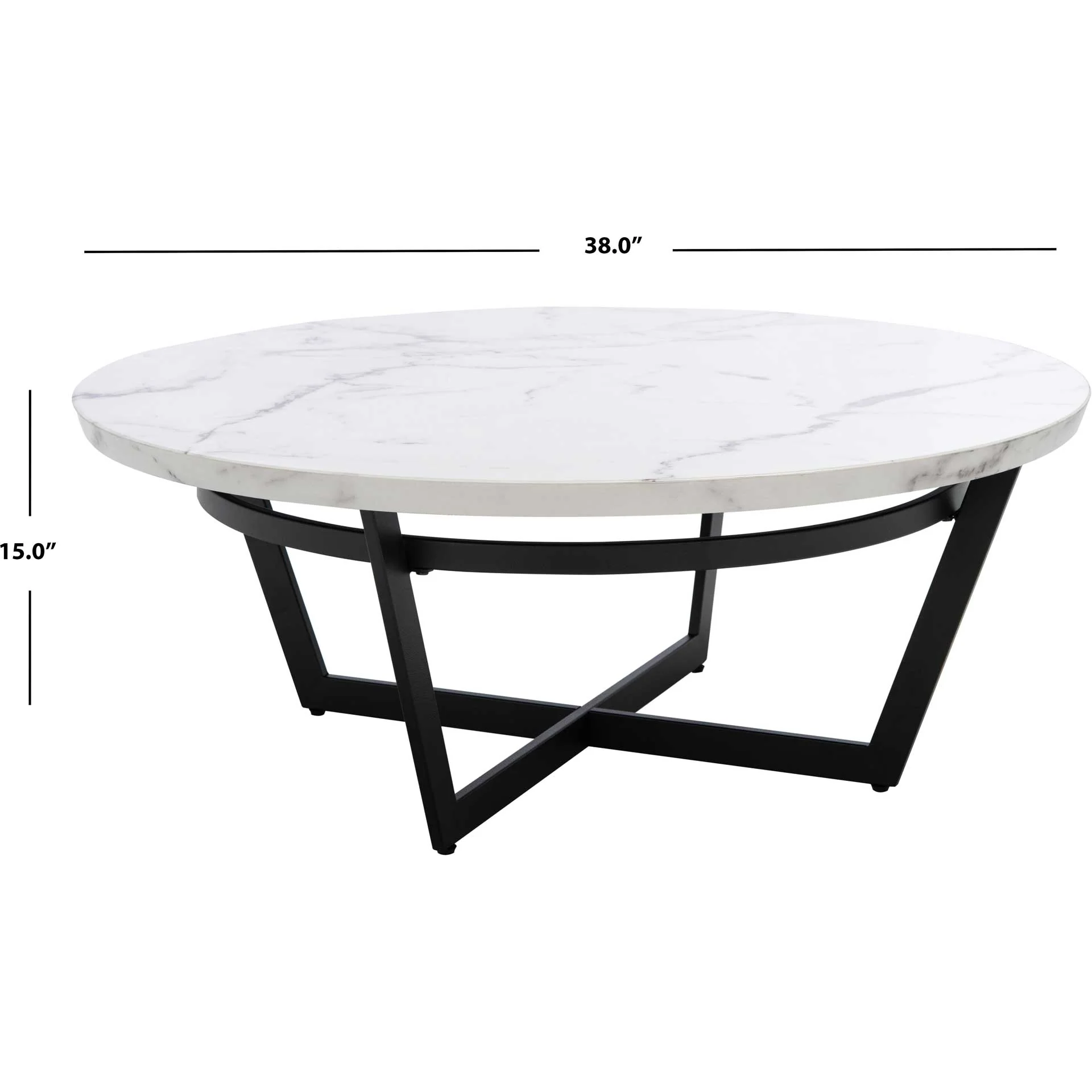 Pluto Round Coffee Table White Marble/Black - Image 6