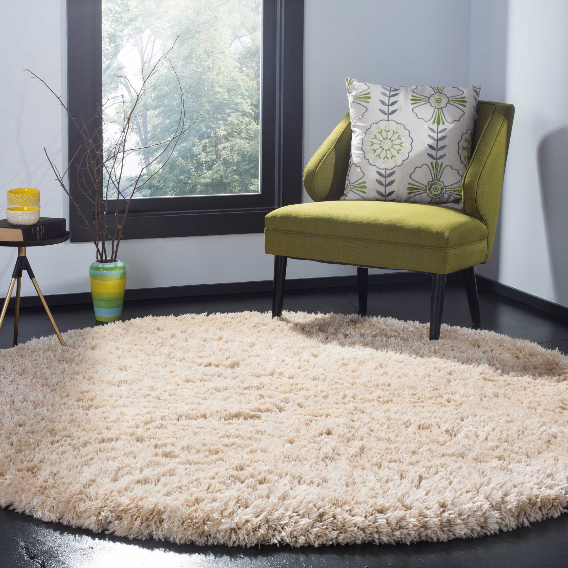 Polar Shag Light Beige Round Rug - Image 3