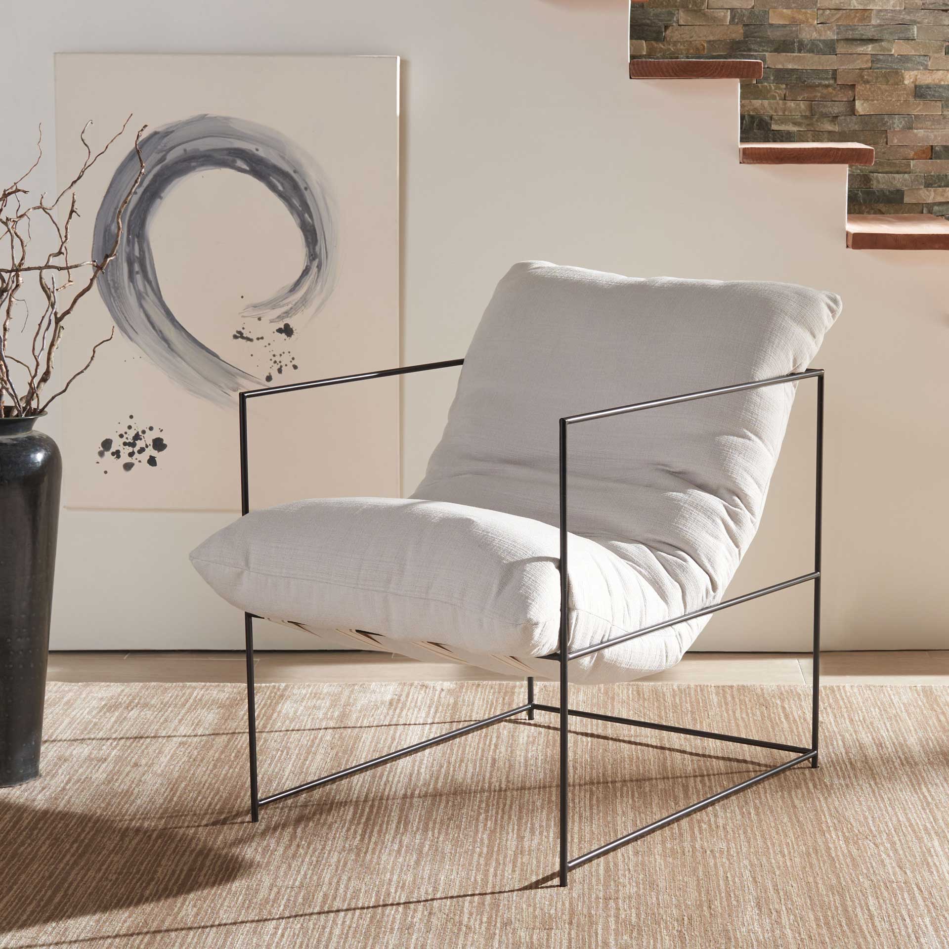 Polidoro Pillow Top Accent Chair Ivory/Black - Image 8