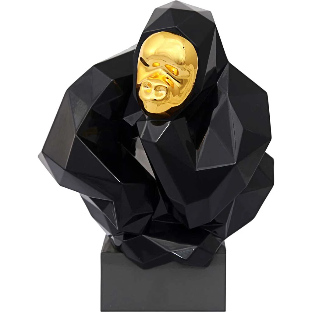 Pondering Ape Sculpture Black/Gold - Image 4