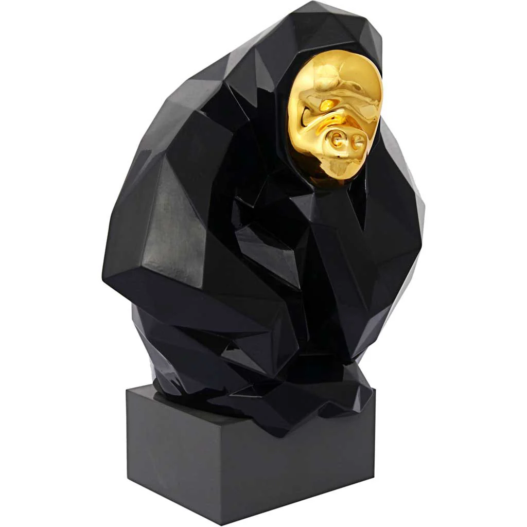 Pondering Ape Sculpture Black/Gold - Image 5