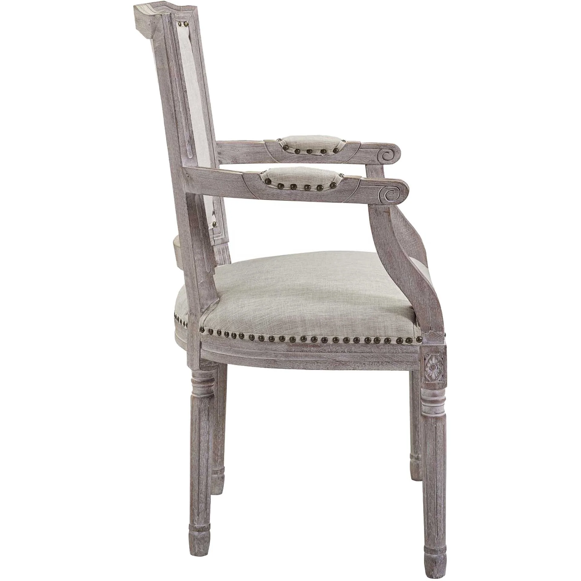 Poppy Upholstered Fabric Dining Armchair Beige - Image 2