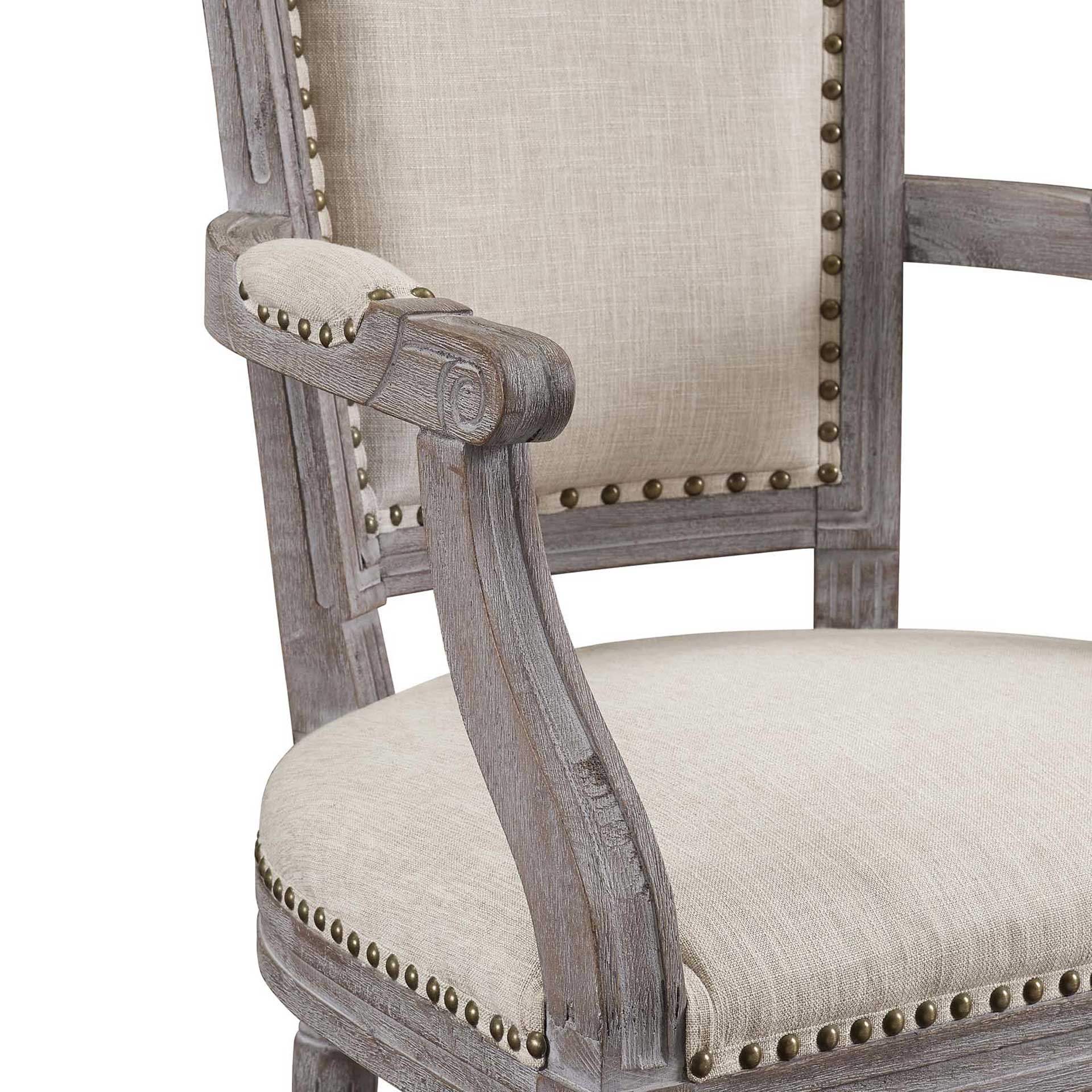 Poppy Upholstered Fabric Dining Armchair Beige - Image 4