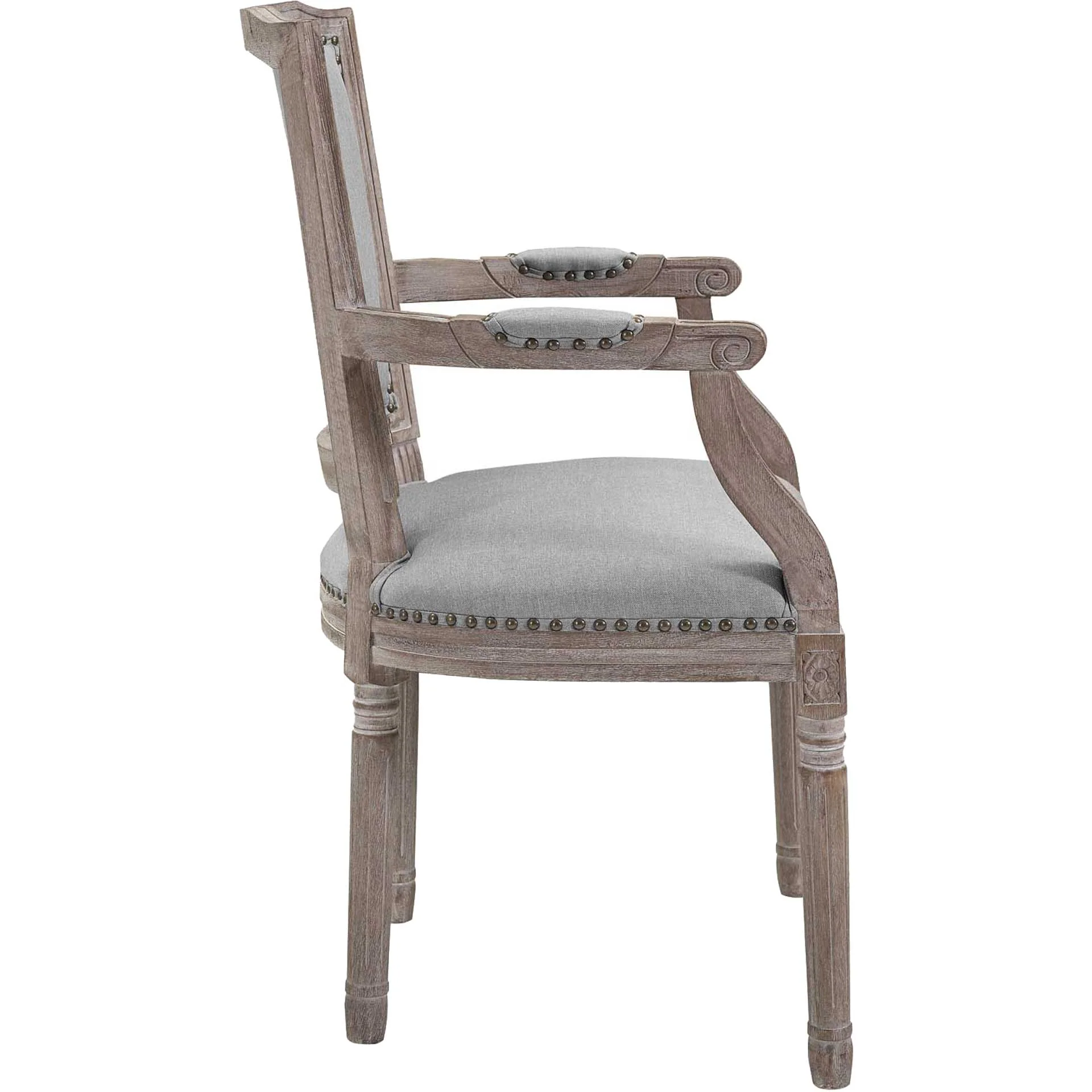 Poppy Upholstered Fabric Dining Armchair Light Gray - Image 2