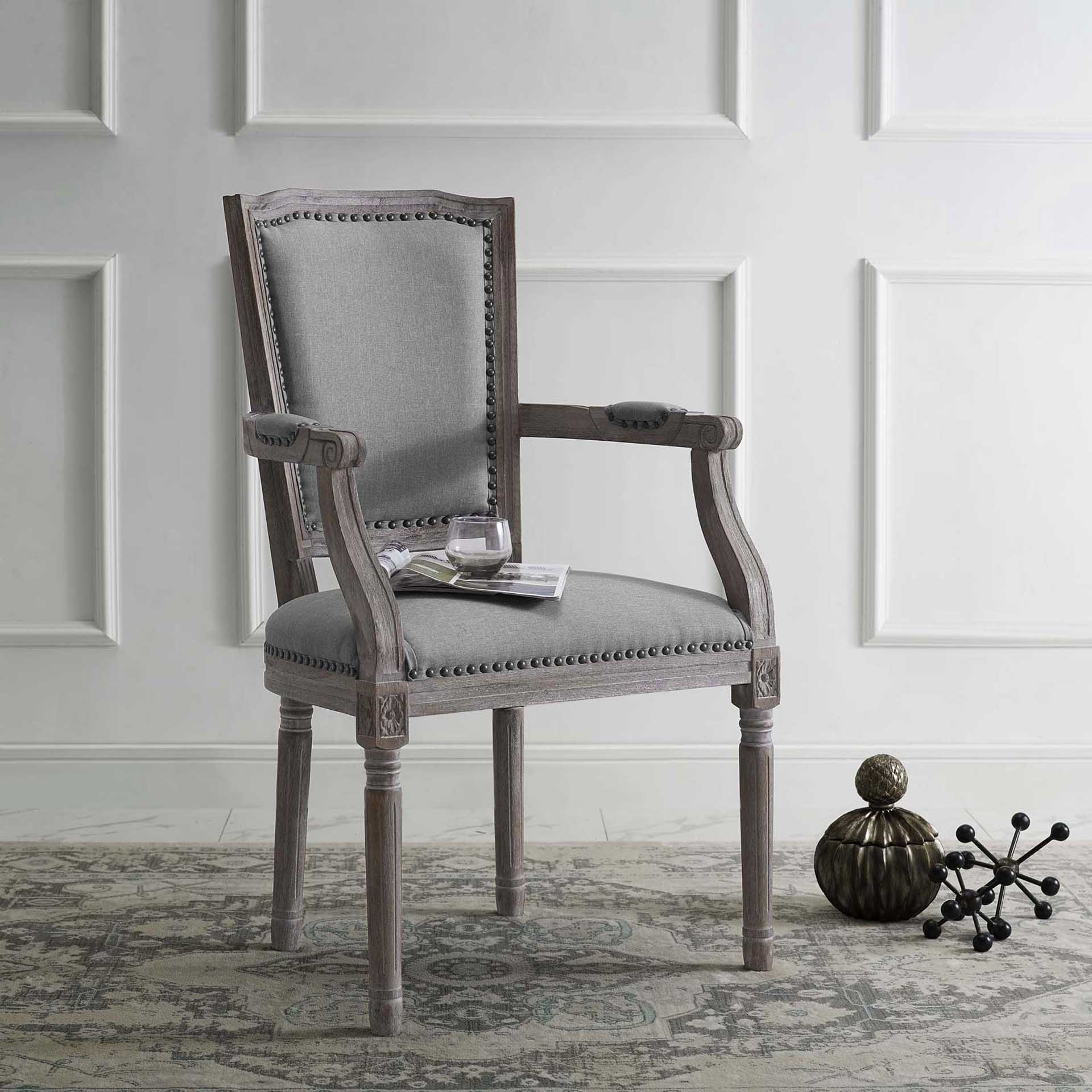 Poppy Upholstered Fabric Dining Armchair Light Gray - Image 5