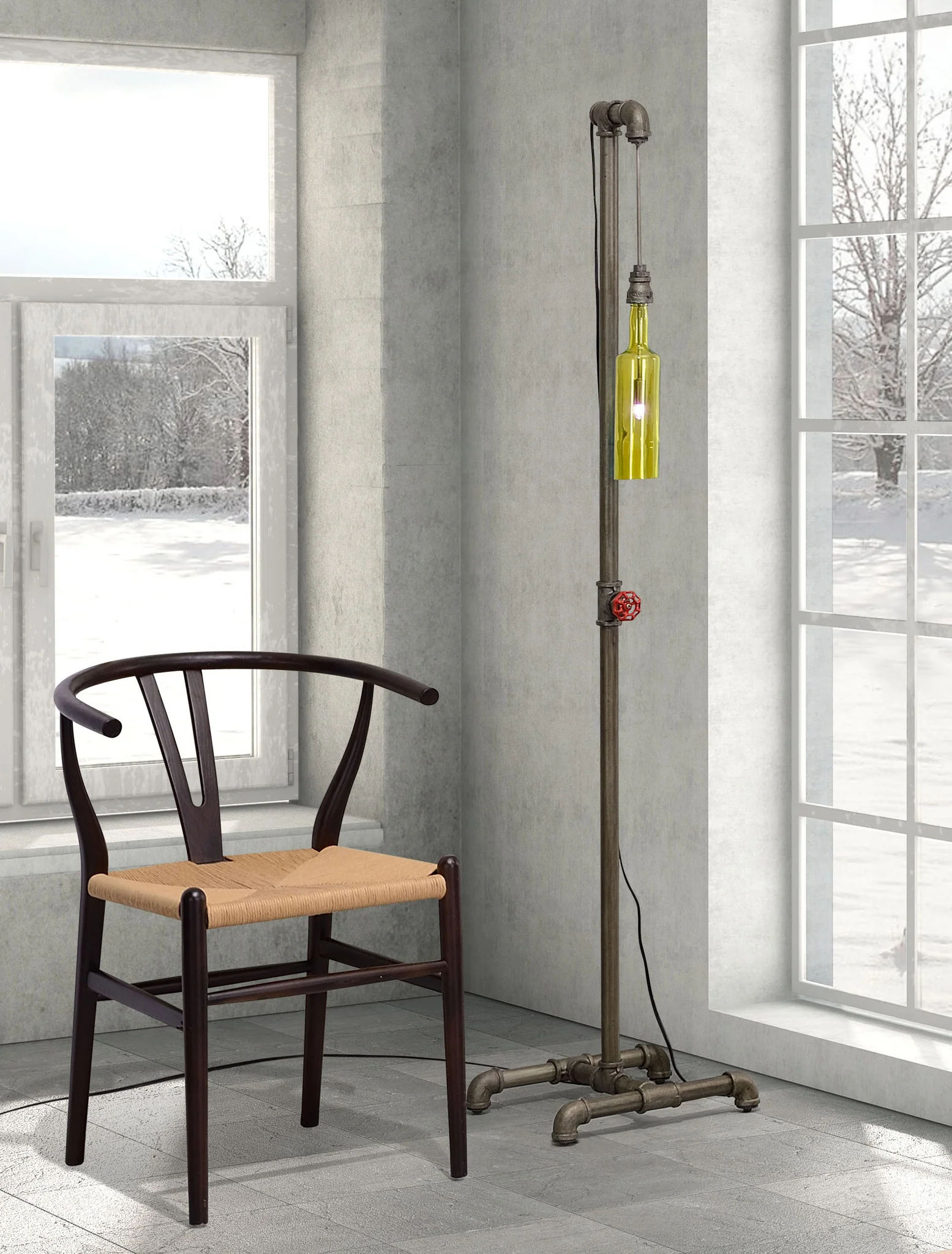 Port Huron Floor Lamp Brass & Green Glass - Image 5