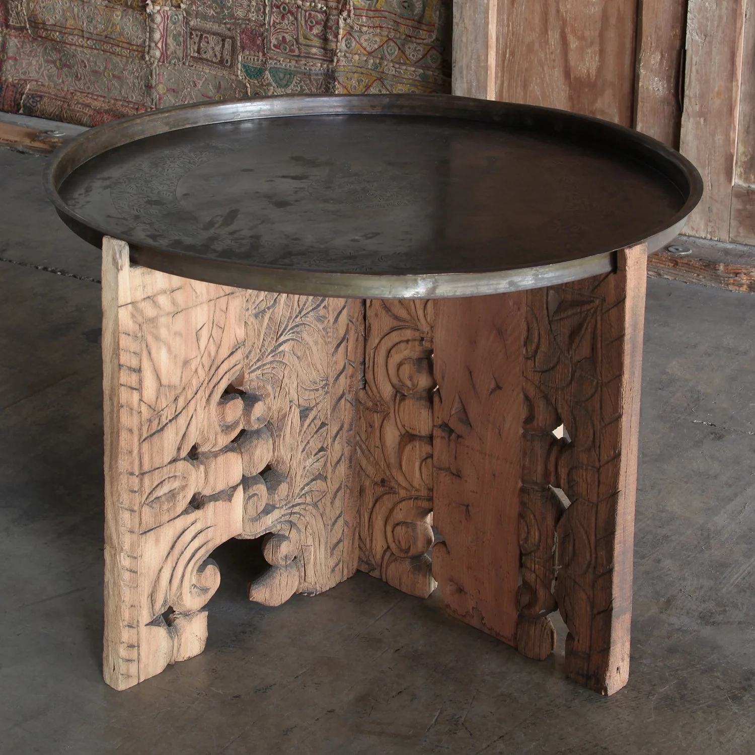 Porter Wood Table With Brass Tray - Image 4