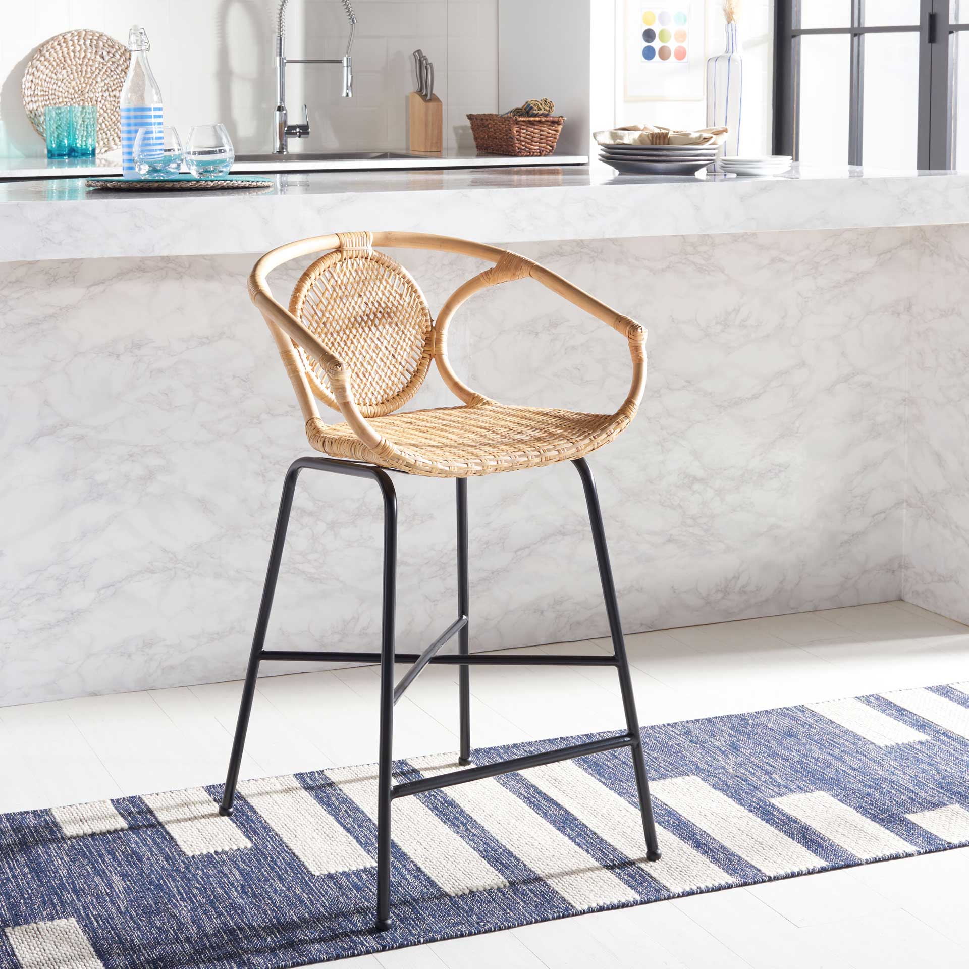 Prabhakara Rattan Bar Stool Natural/Black - Image 13