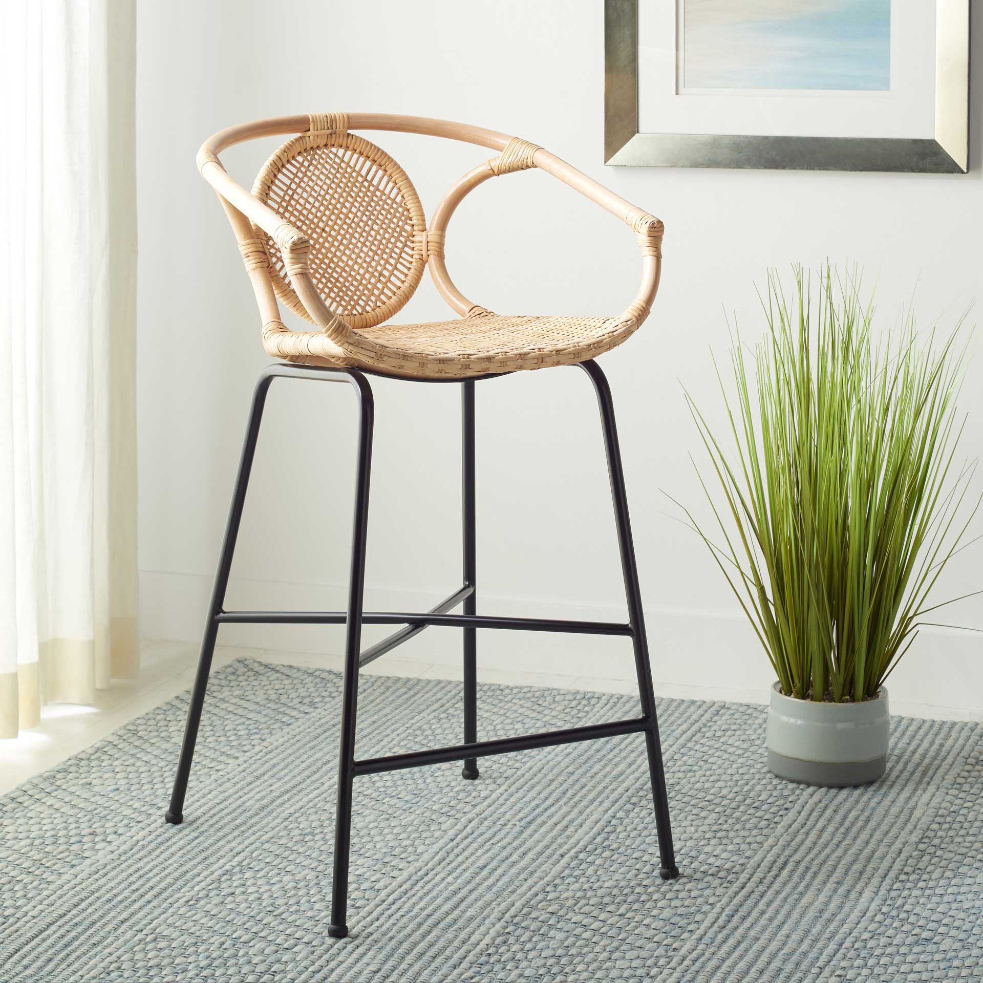 Prabhakara Rattan Bar Stool Natural/Black - Image 6