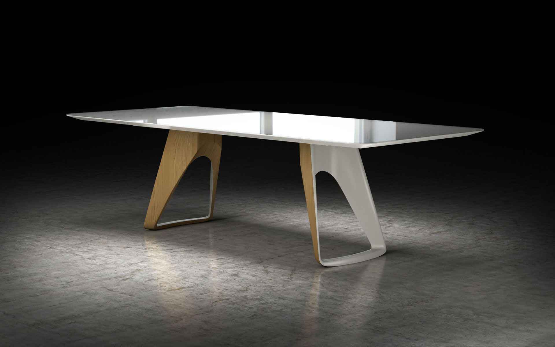 Preston Dining Table Almond Glass/Natural Oak - Image 3