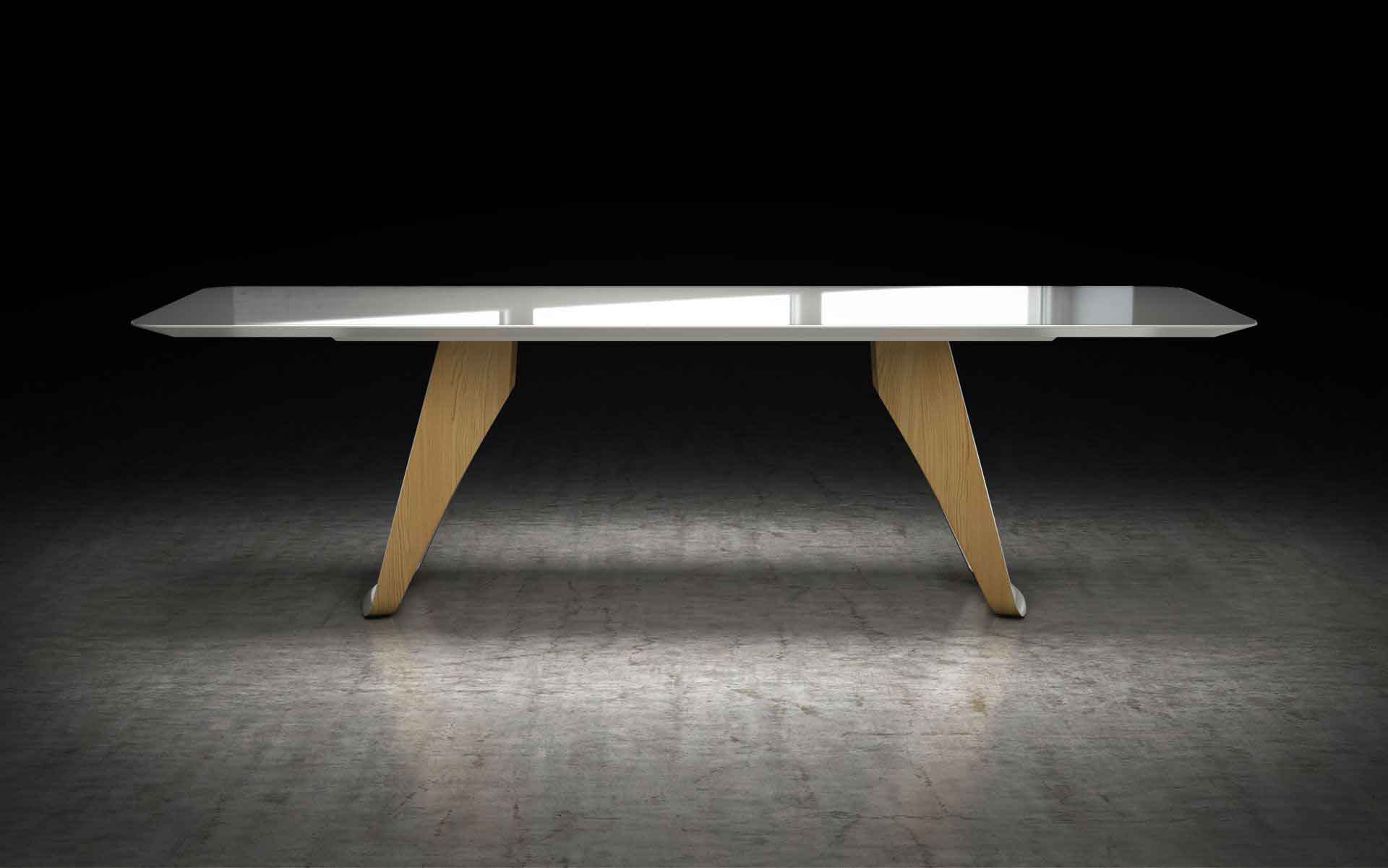 Preston Dining Table Almond Glass/Natural Oak - Image 4
