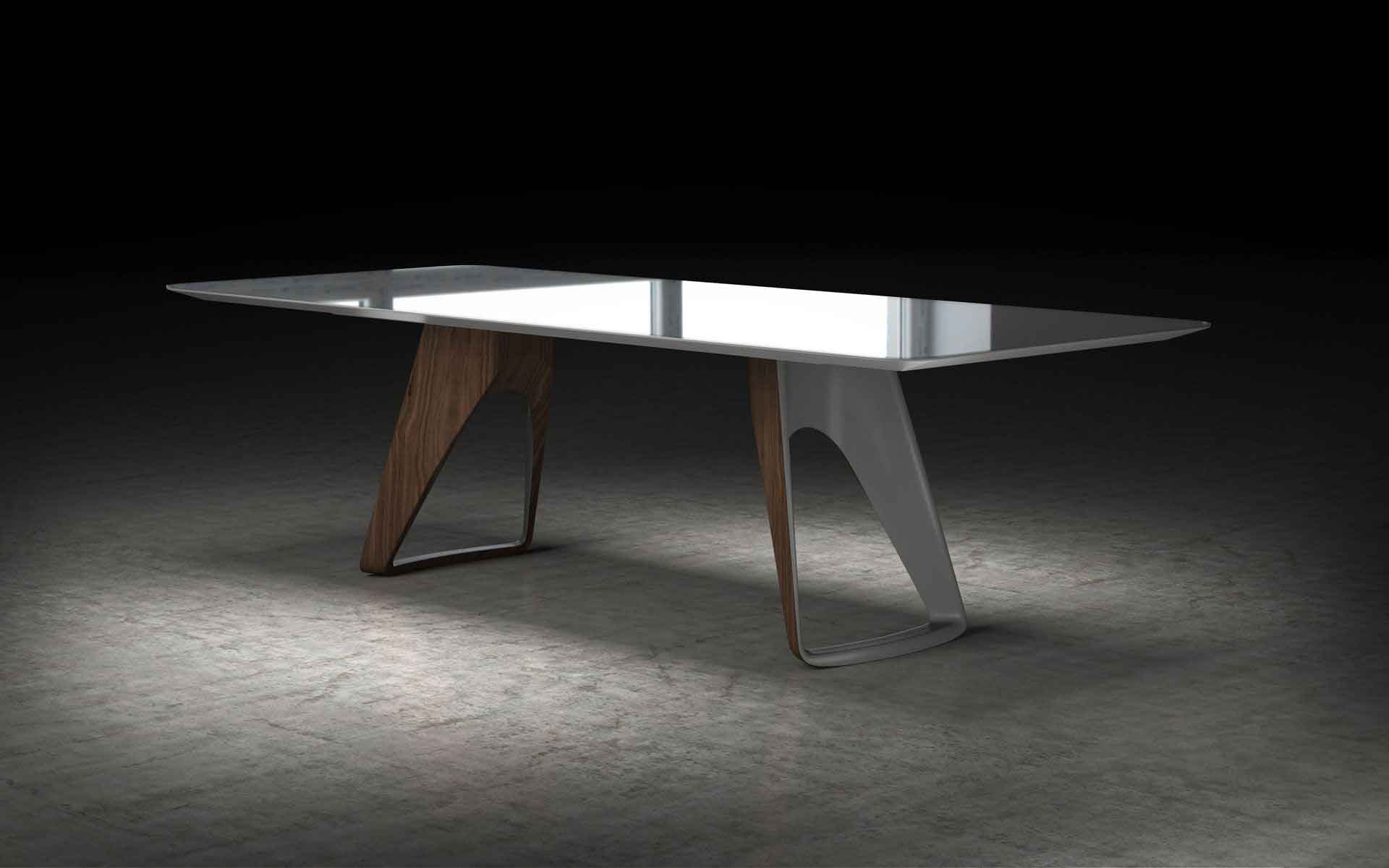 Preston Dining Table Titanium Glass/Walnut - Image 3
