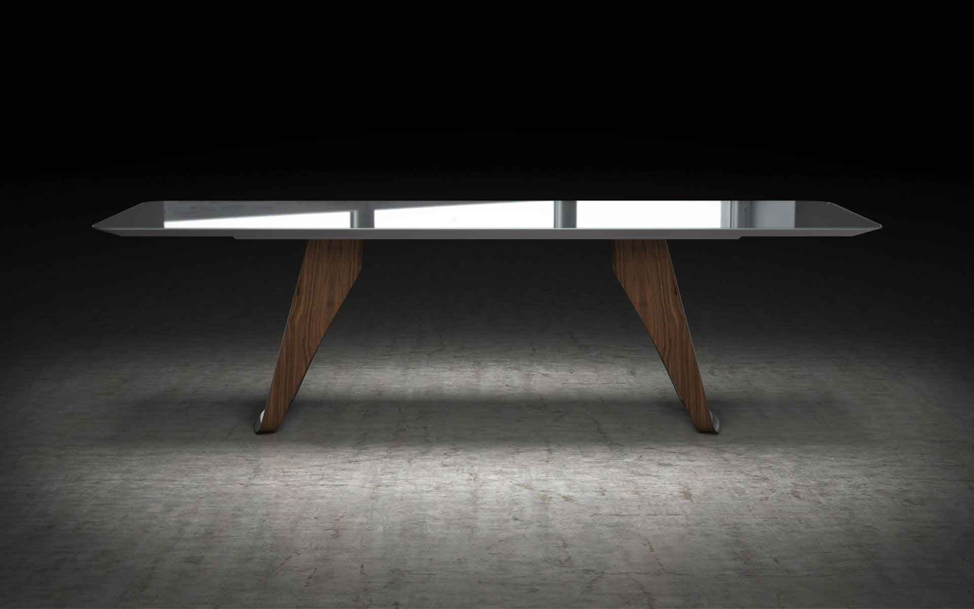 Preston Dining Table Titanium Glass/Walnut - Image 4