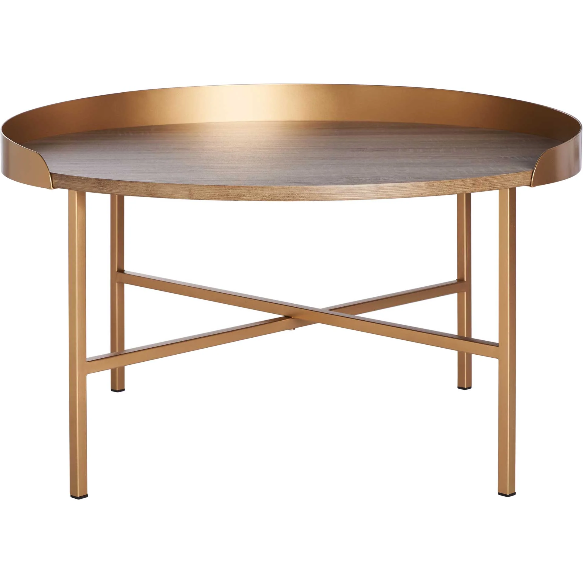 Preston Round Coffee Table Light Gray Oak/Gold - Image 2
