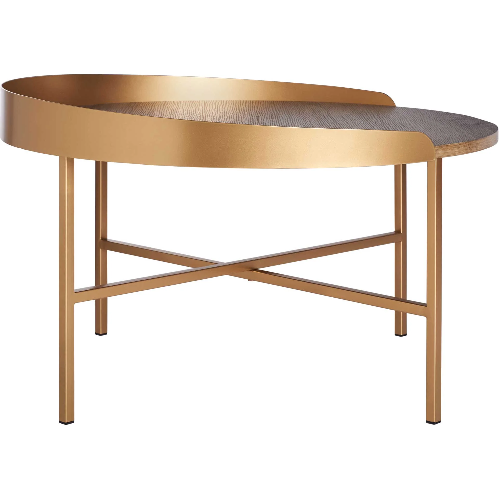 Preston Round Coffee Table Light Gray Oak/Gold - Image 3