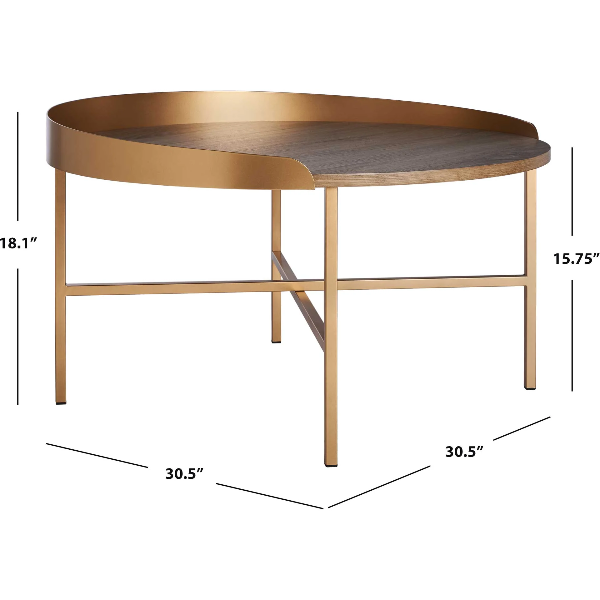 Preston Round Coffee Table Light Gray Oak/Gold - Image 8