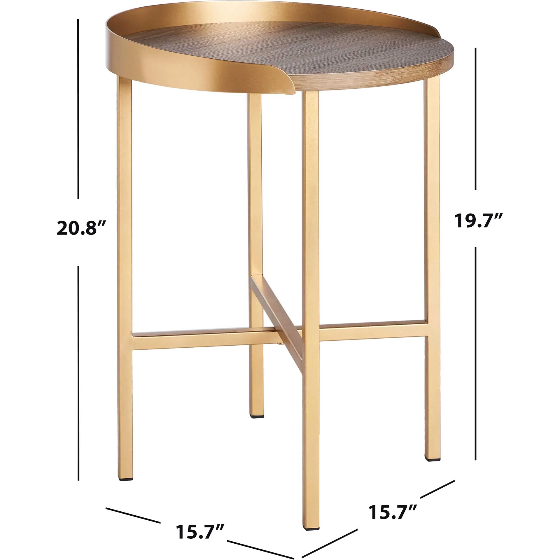 Preston Round Side Table Light Gray Oak/Gold - Image 7