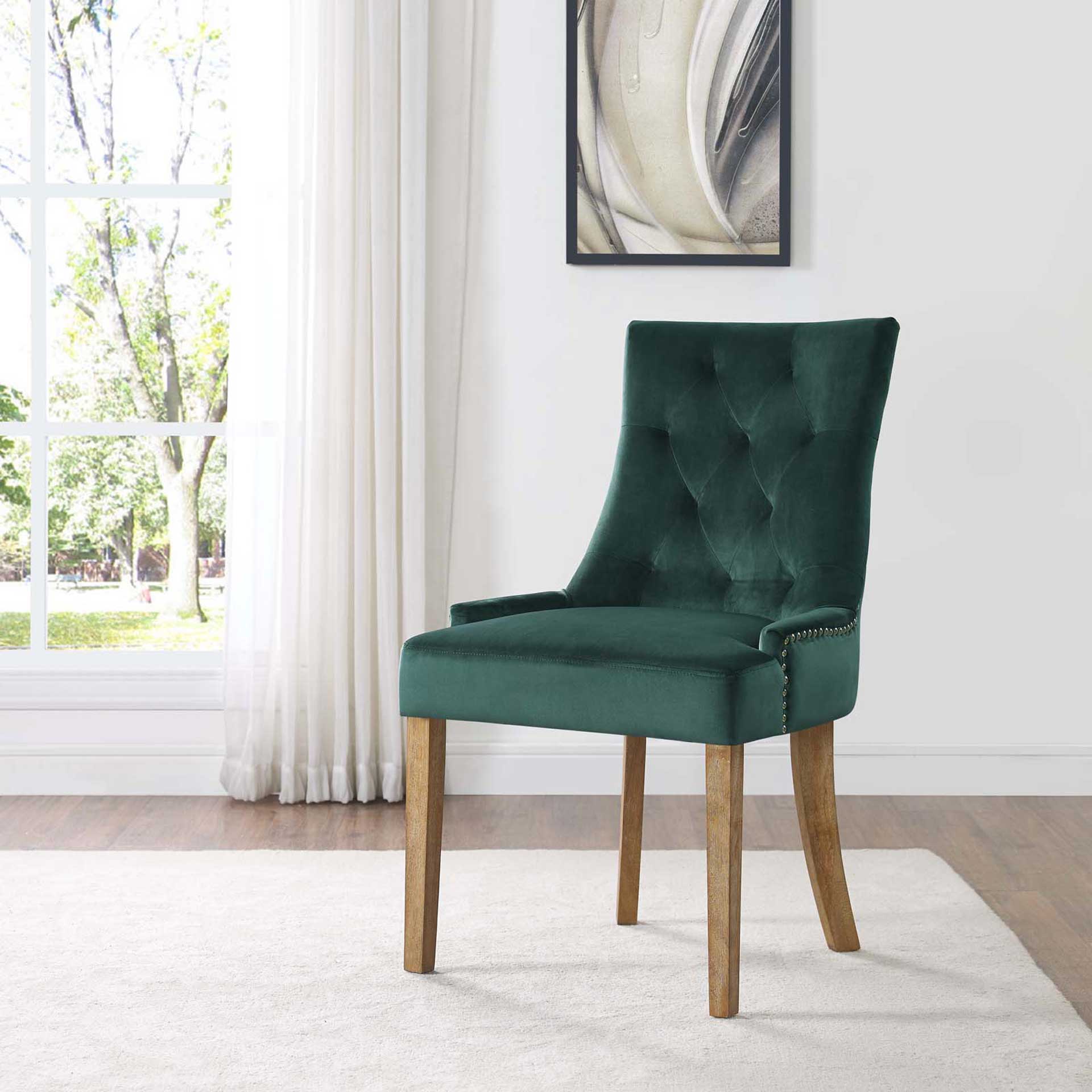 Preston Velvet Dining Chair Green - Image 4